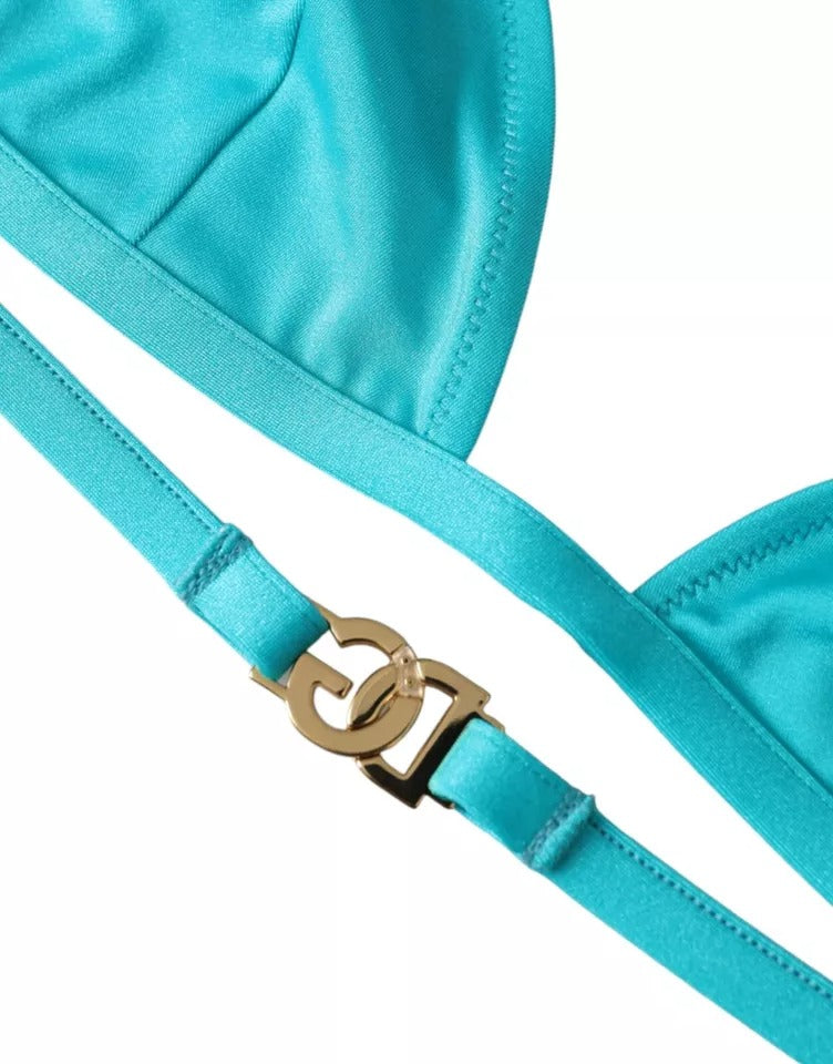 Dolce &amp; Gabbana Haut de bikini dos nu bleu vert avec logo DG