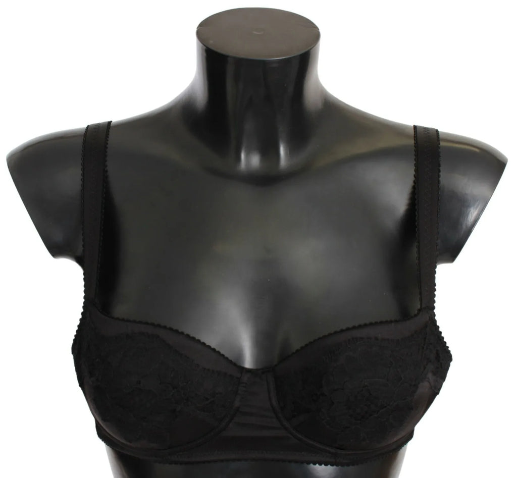 Dolce &amp; Gabbana Sous-vêtements soutien-gorge balconcino en dentelle de soie noire