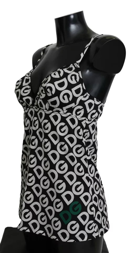 Maillot de bain sans manches imprimé DG Mania noir Dolce &amp; Gabbana