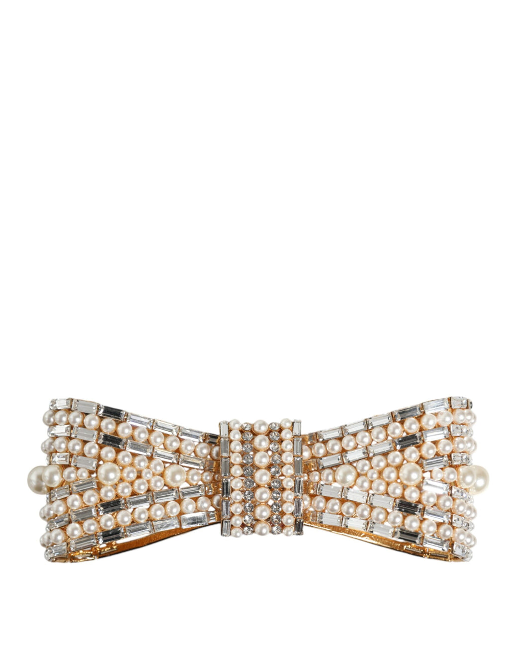 Broche Dolce &amp; Gabbana en laiton doré ornée de fausses perles et de cristaux