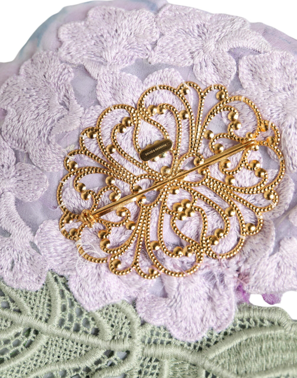 Broche en laiton doré à motif hortensia multicolore Dolce &amp; Gabbana