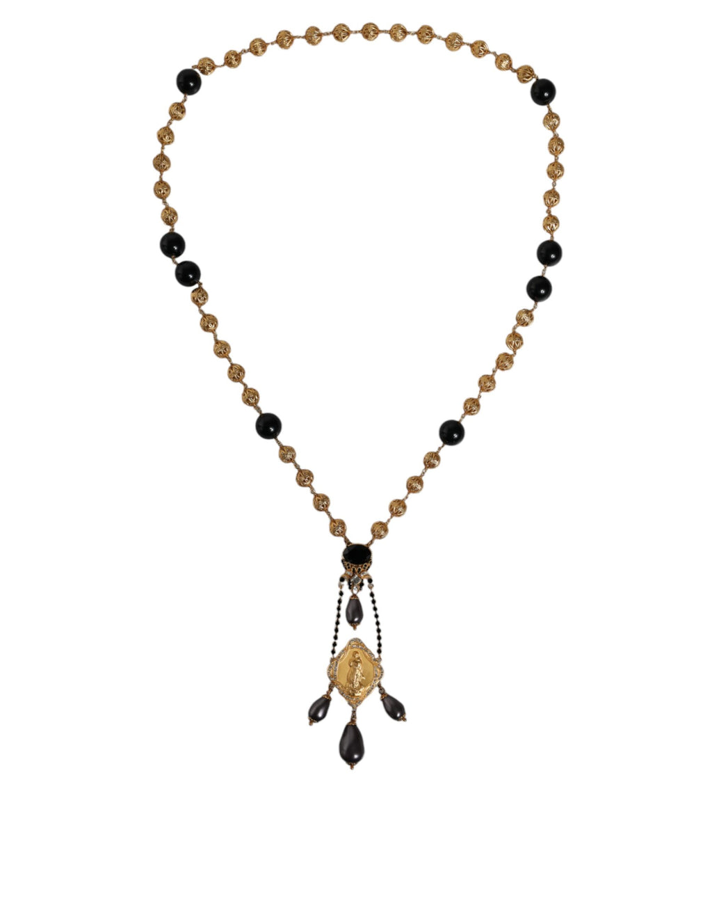 Collier style chapelet Dolce &amp; Gabbana en laiton doré et perles noires