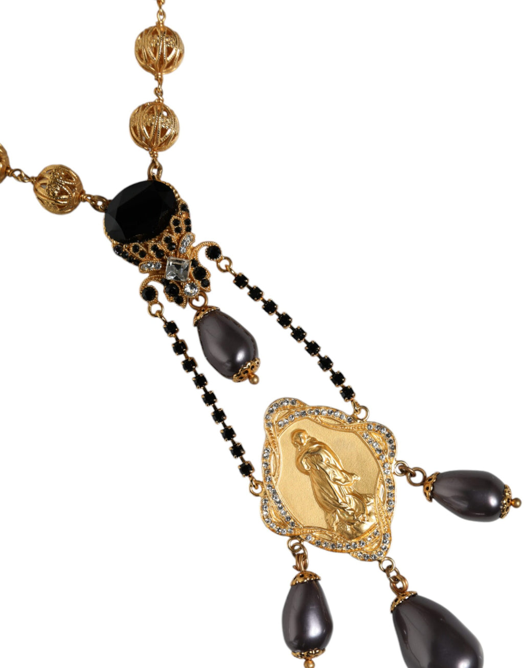 Collier style chapelet Dolce &amp; Gabbana en laiton doré et perles noires