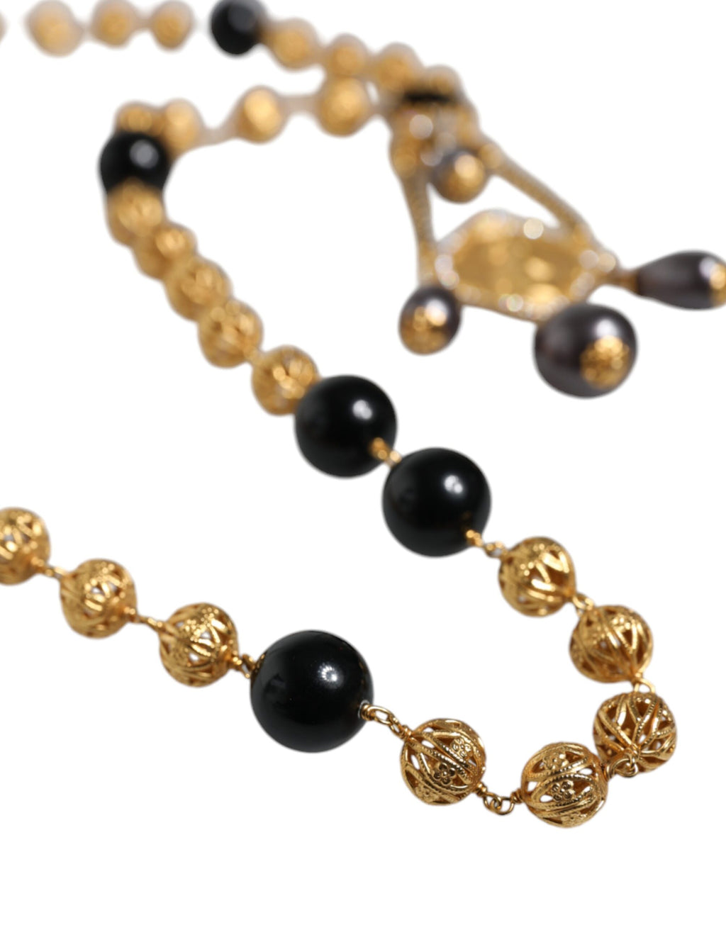 Collier style chapelet Dolce &amp; Gabbana en laiton doré et perles noires