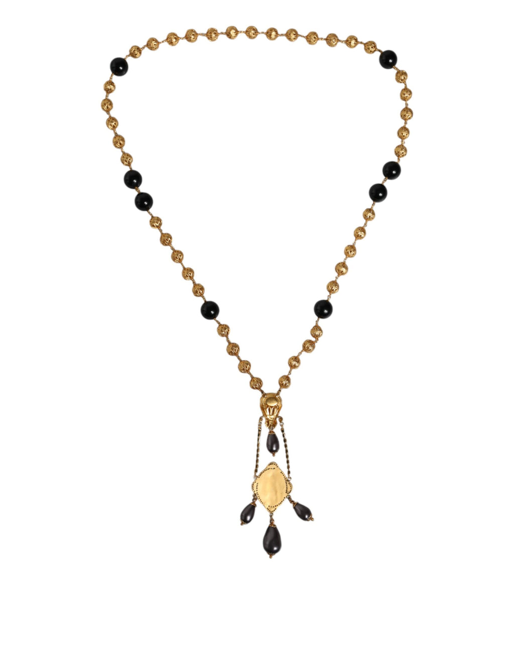 Collier style chapelet Dolce &amp; Gabbana en laiton doré et perles noires