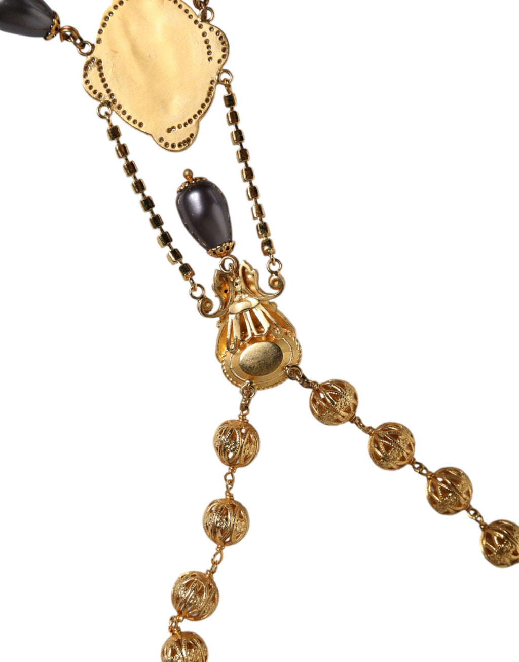 Collier style chapelet Dolce &amp; Gabbana en laiton doré et perles noires