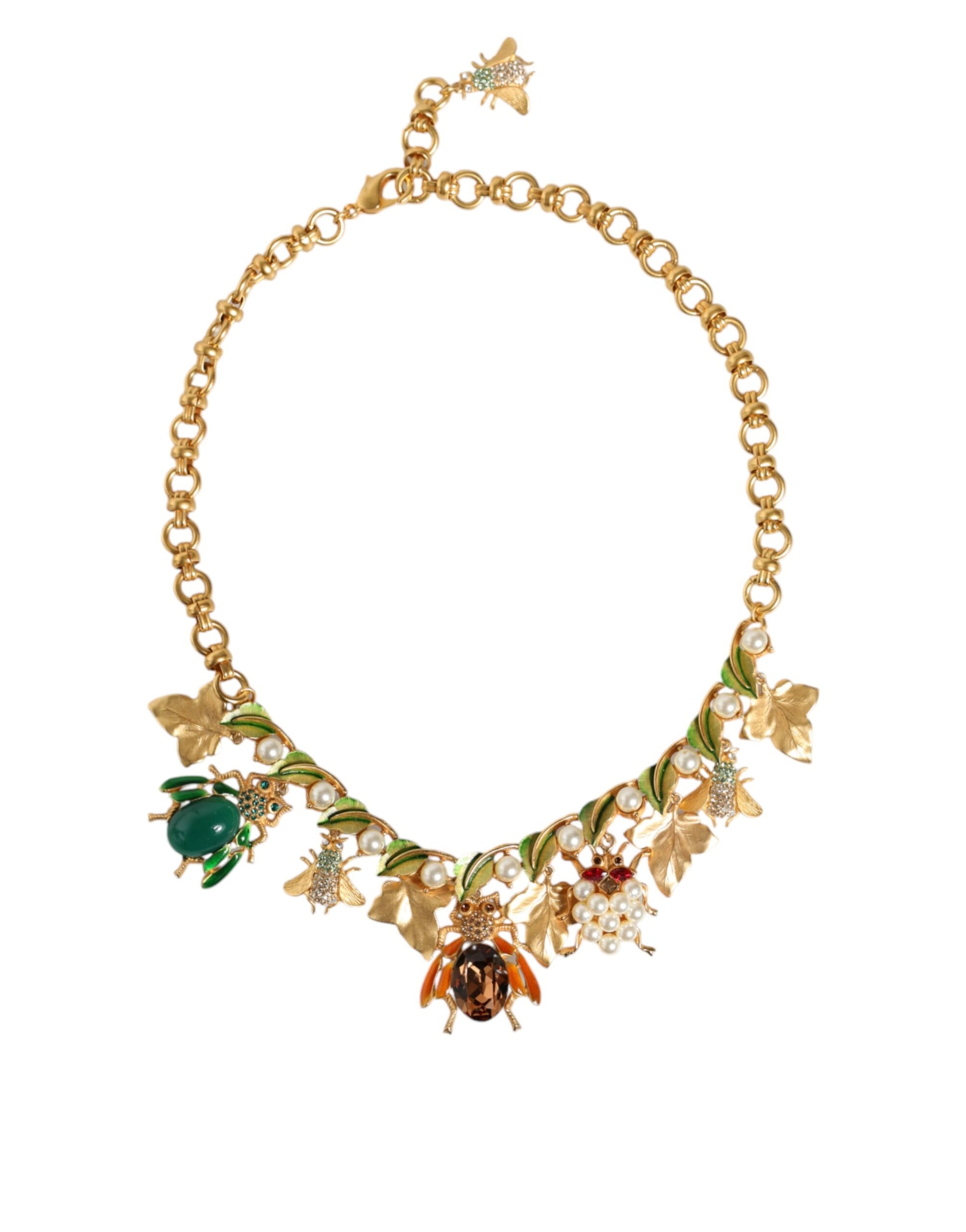 Collier Dolce &amp; Gabbana avec pendentif en forme d'insecte en cristal et laiton doré