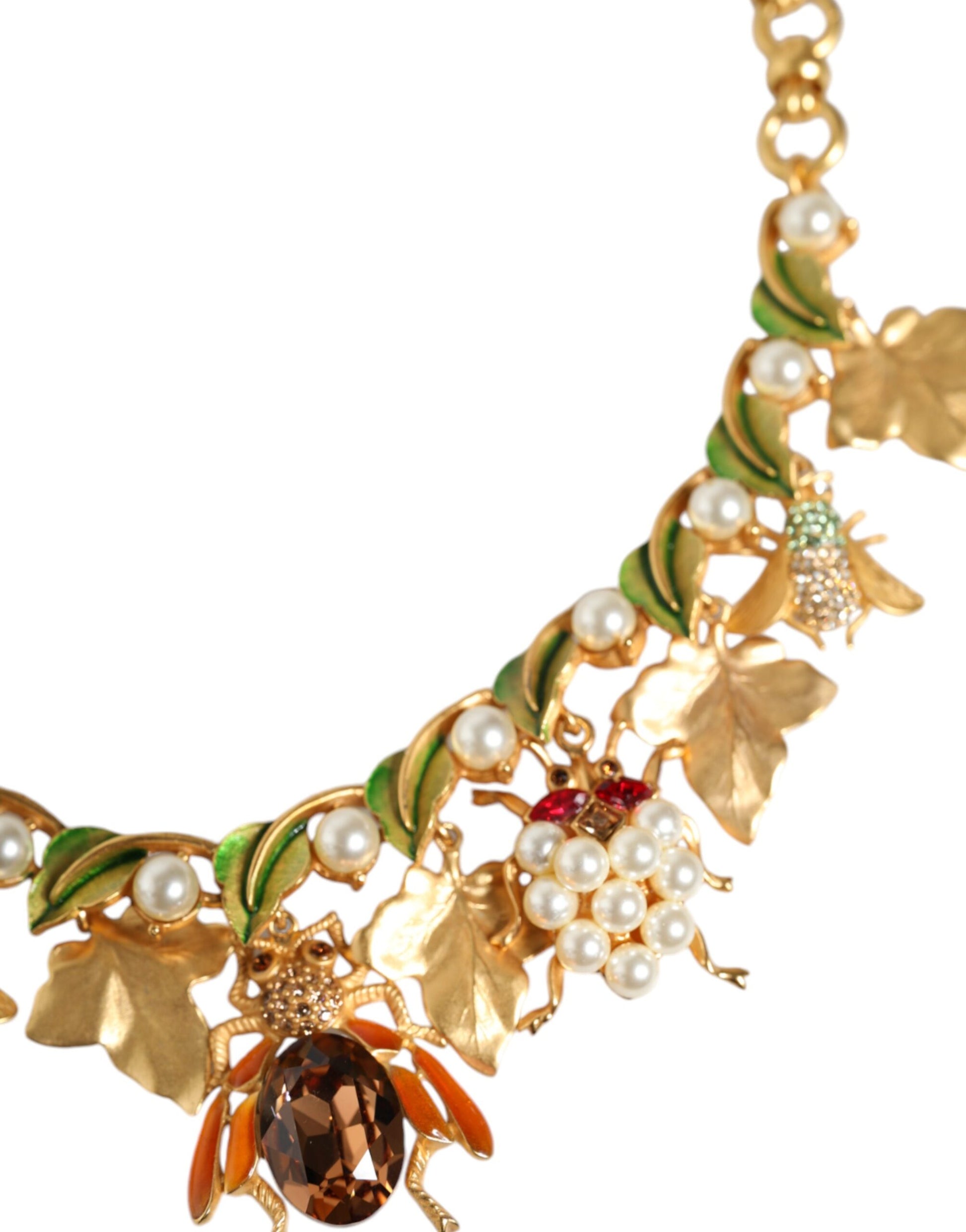 Collier Dolce &amp; Gabbana avec pendentif en forme d'insecte en cristal et laiton doré