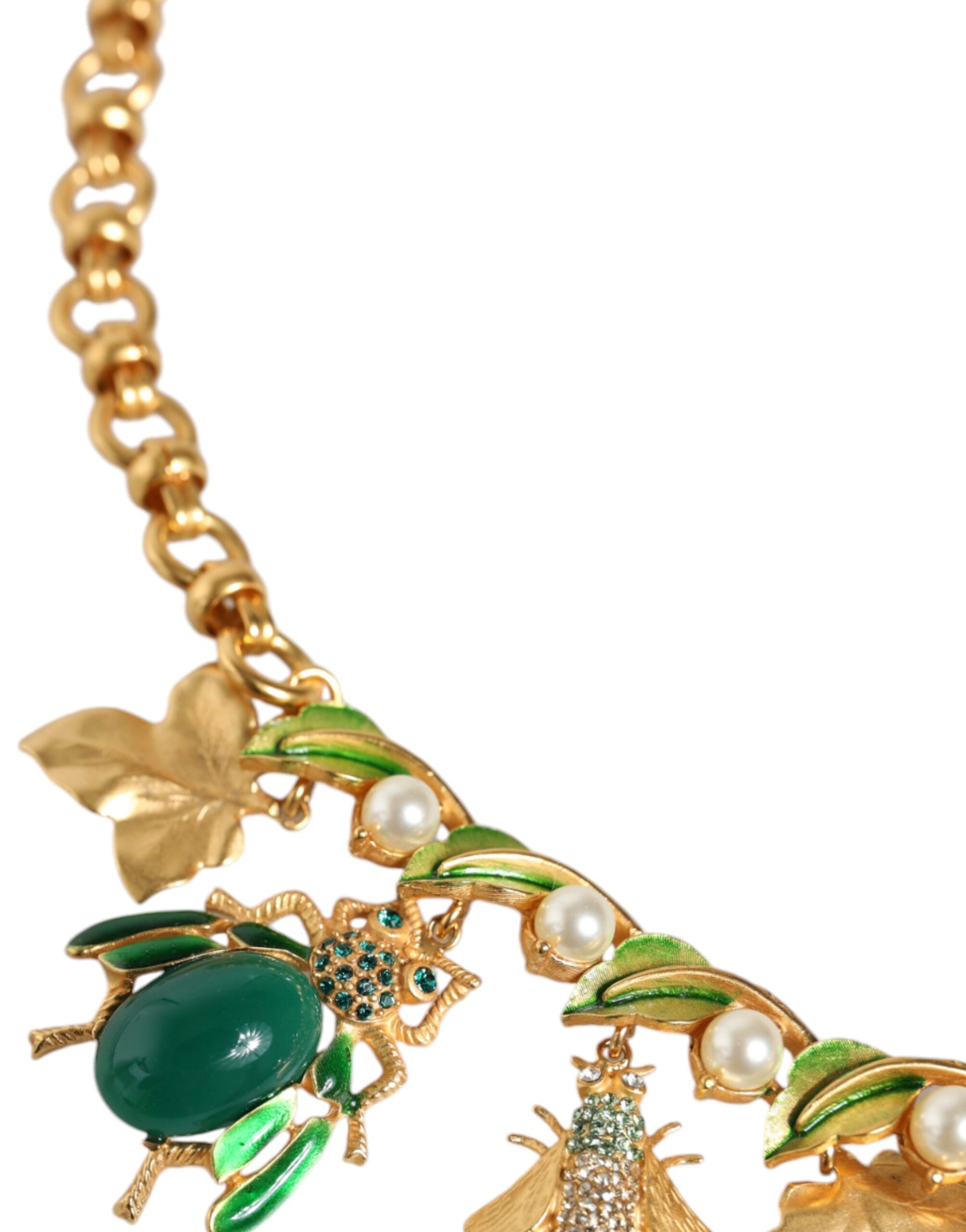 Collier Dolce &amp; Gabbana avec pendentif en forme d'insecte en cristal et laiton doré