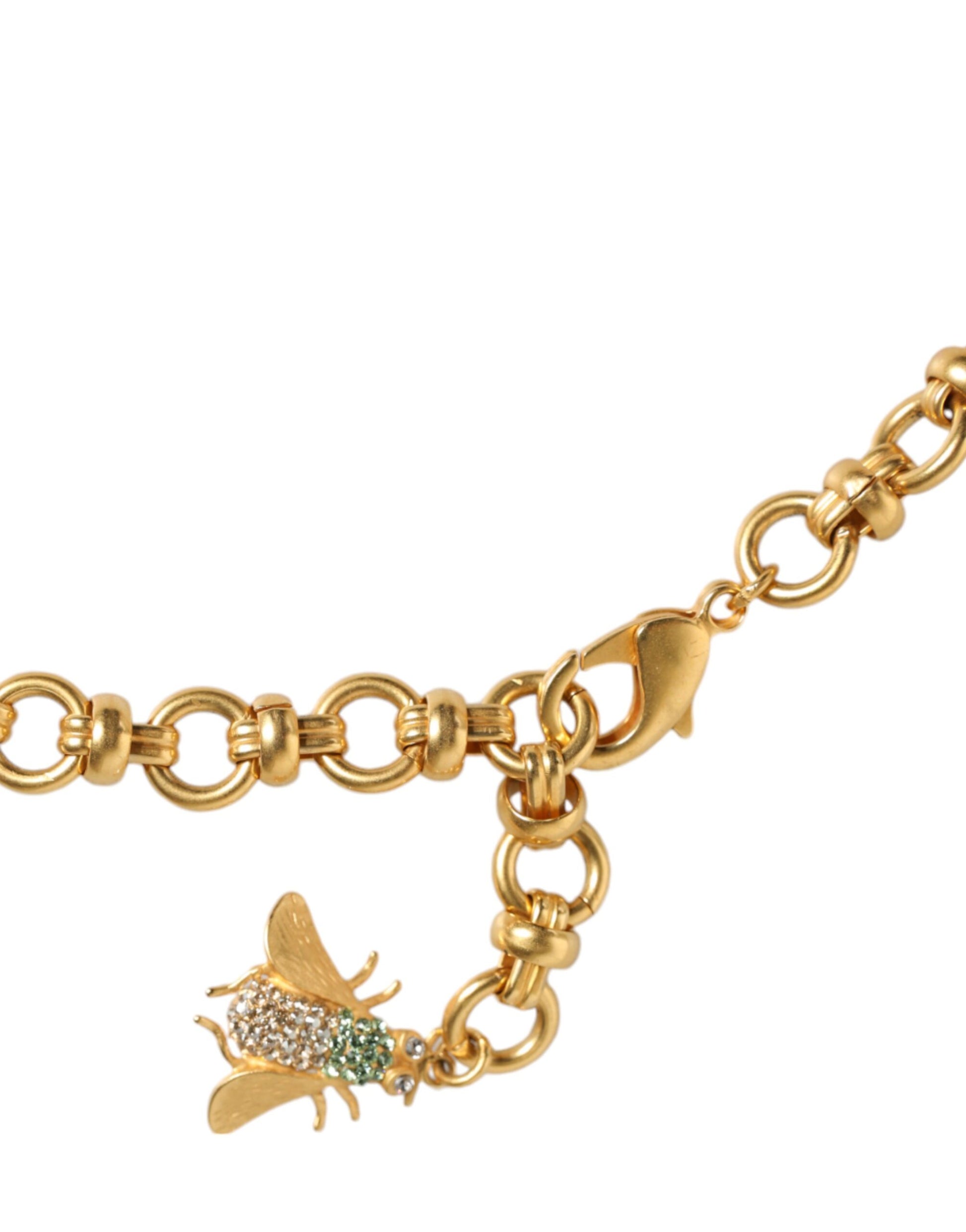Collier Dolce &amp; Gabbana avec pendentif en forme d'insecte en cristal et laiton doré