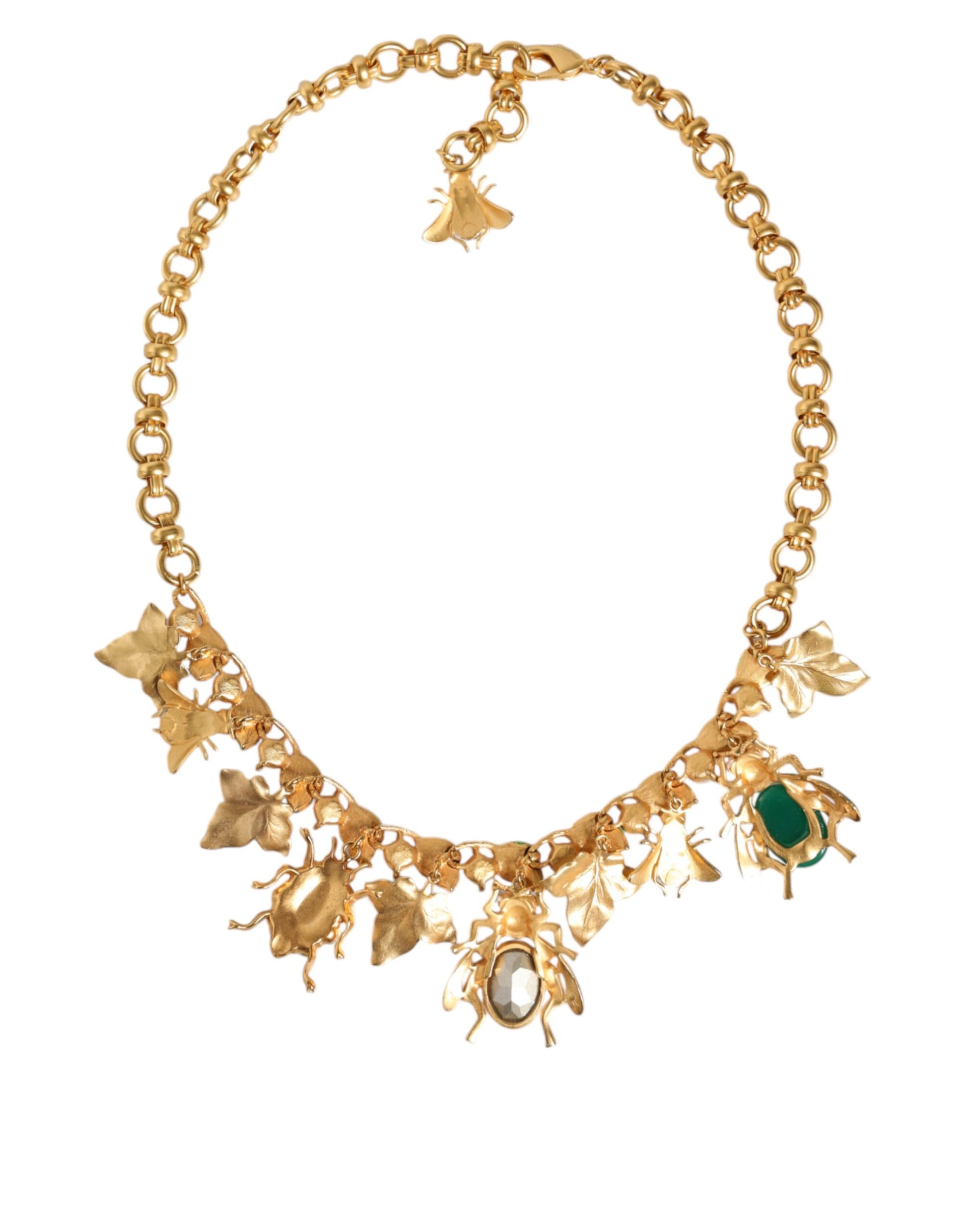 Collier Dolce &amp; Gabbana avec pendentif en forme d'insecte en cristal et laiton doré