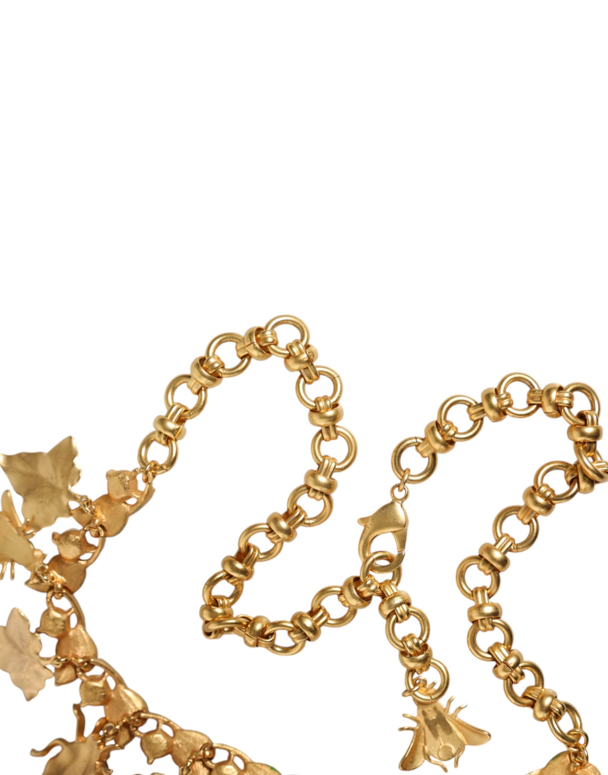 Collier Dolce &amp; Gabbana avec pendentif en forme d'insecte en cristal et laiton doré