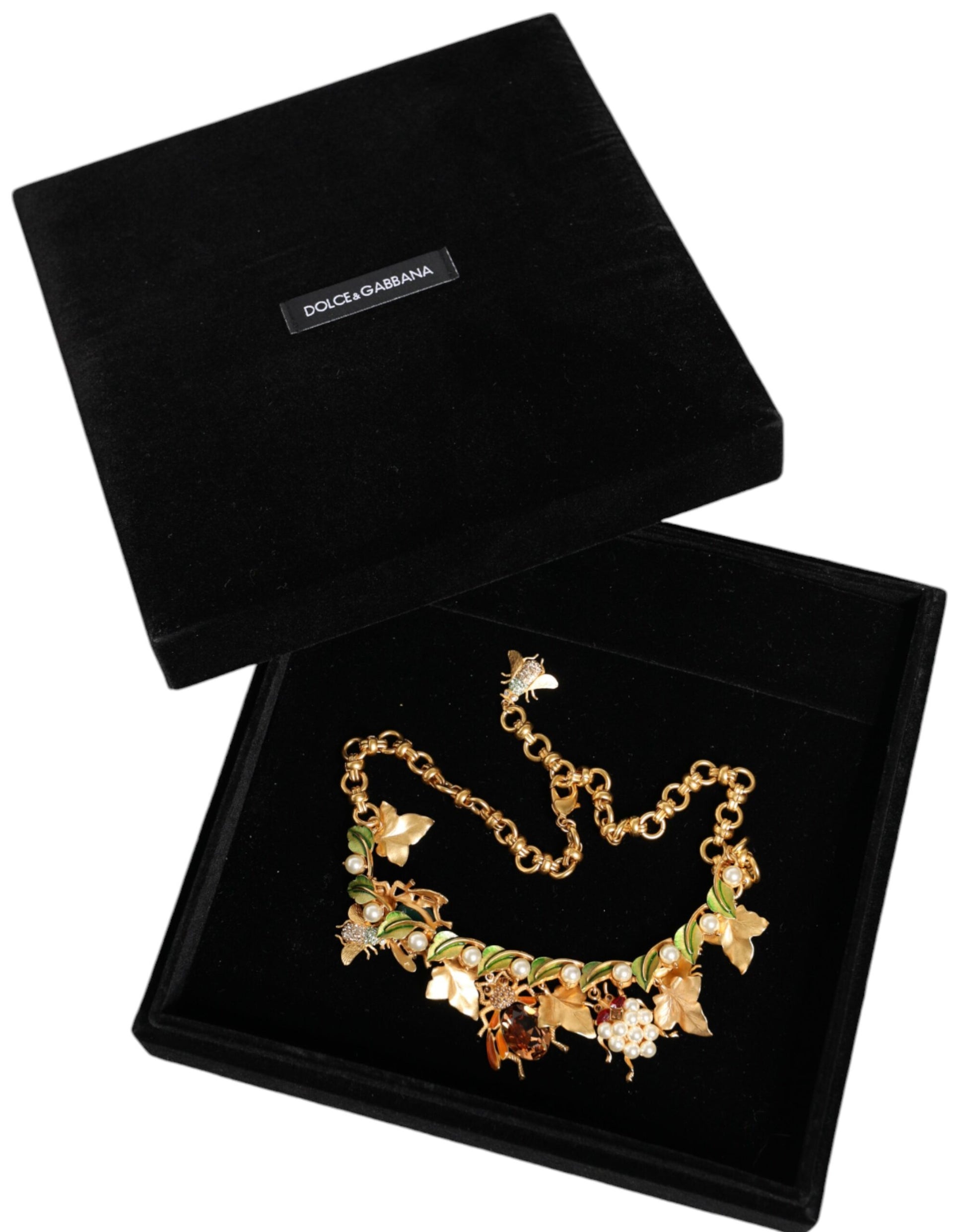 Collier Dolce &amp; Gabbana avec pendentif en forme d'insecte en cristal et laiton doré