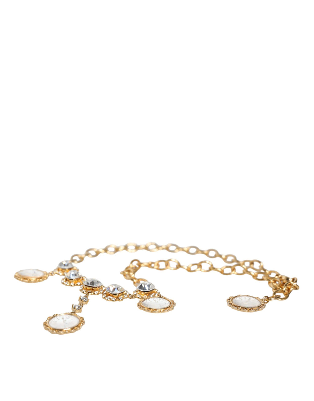 Collier Dolce &amp; Gabbana avec chaîne en or, horloge en laiton et cristaux