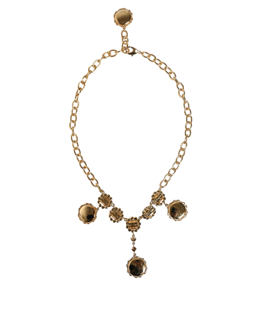 Collier Dolce &amp; Gabbana avec chaîne en or, horloge en laiton et cristaux