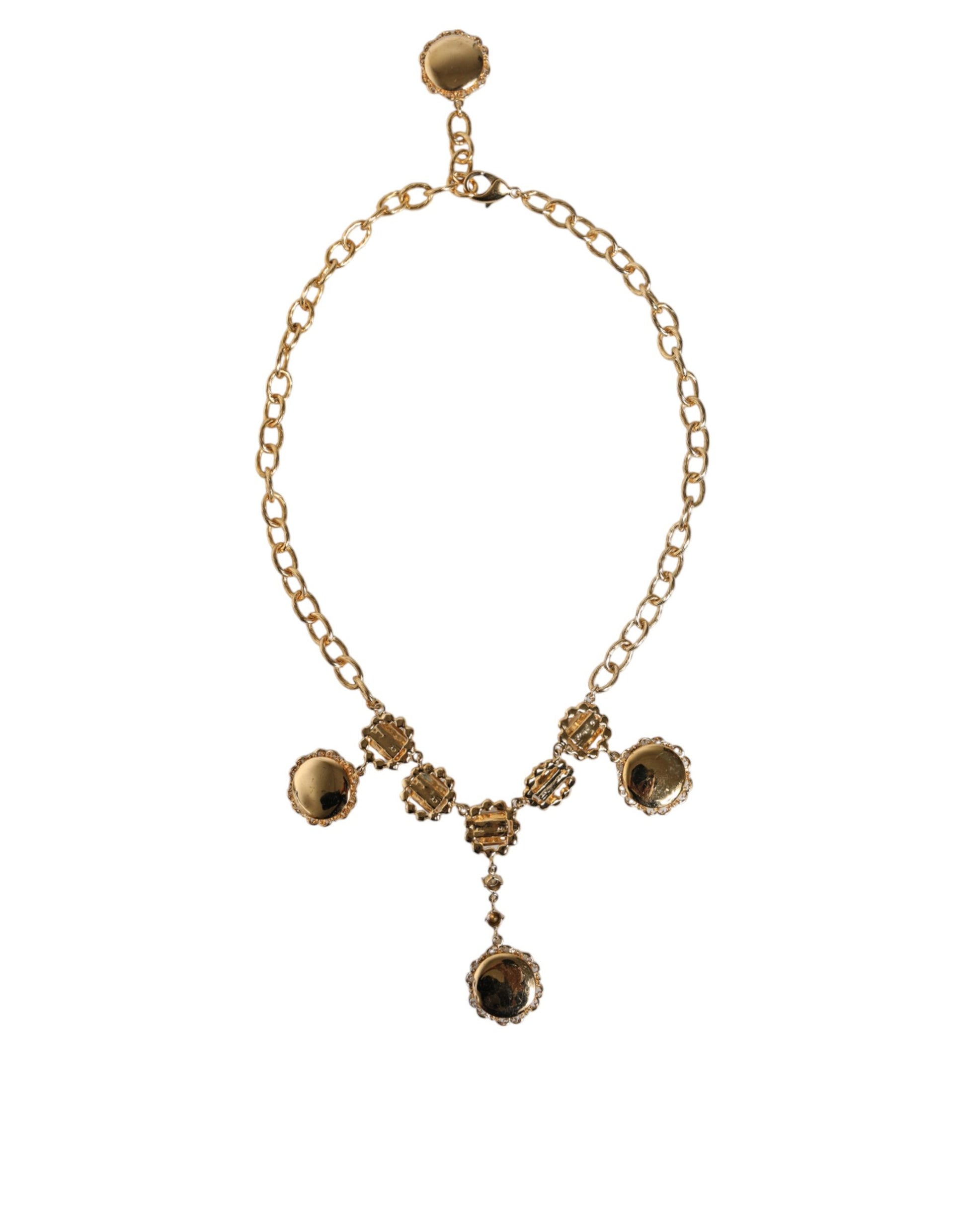 Collier Dolce &amp; Gabbana avec chaîne en or, horloge en laiton et cristaux