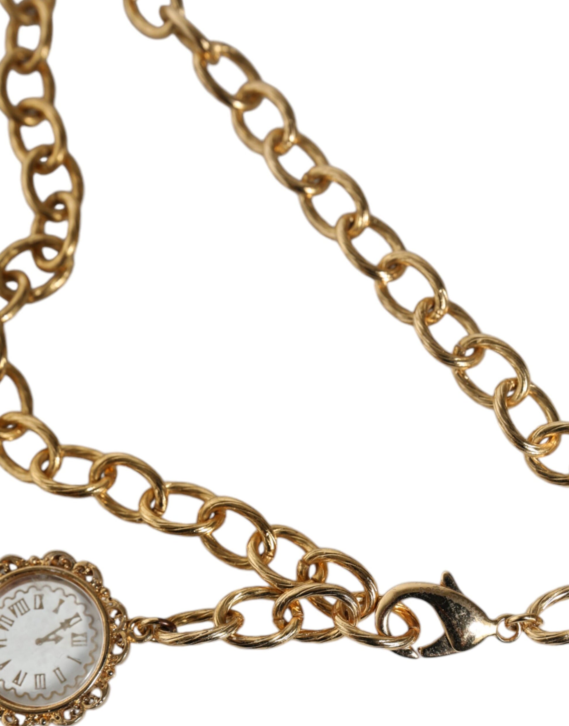 Collier Dolce &amp; Gabbana avec chaîne en or, horloge en laiton et cristaux