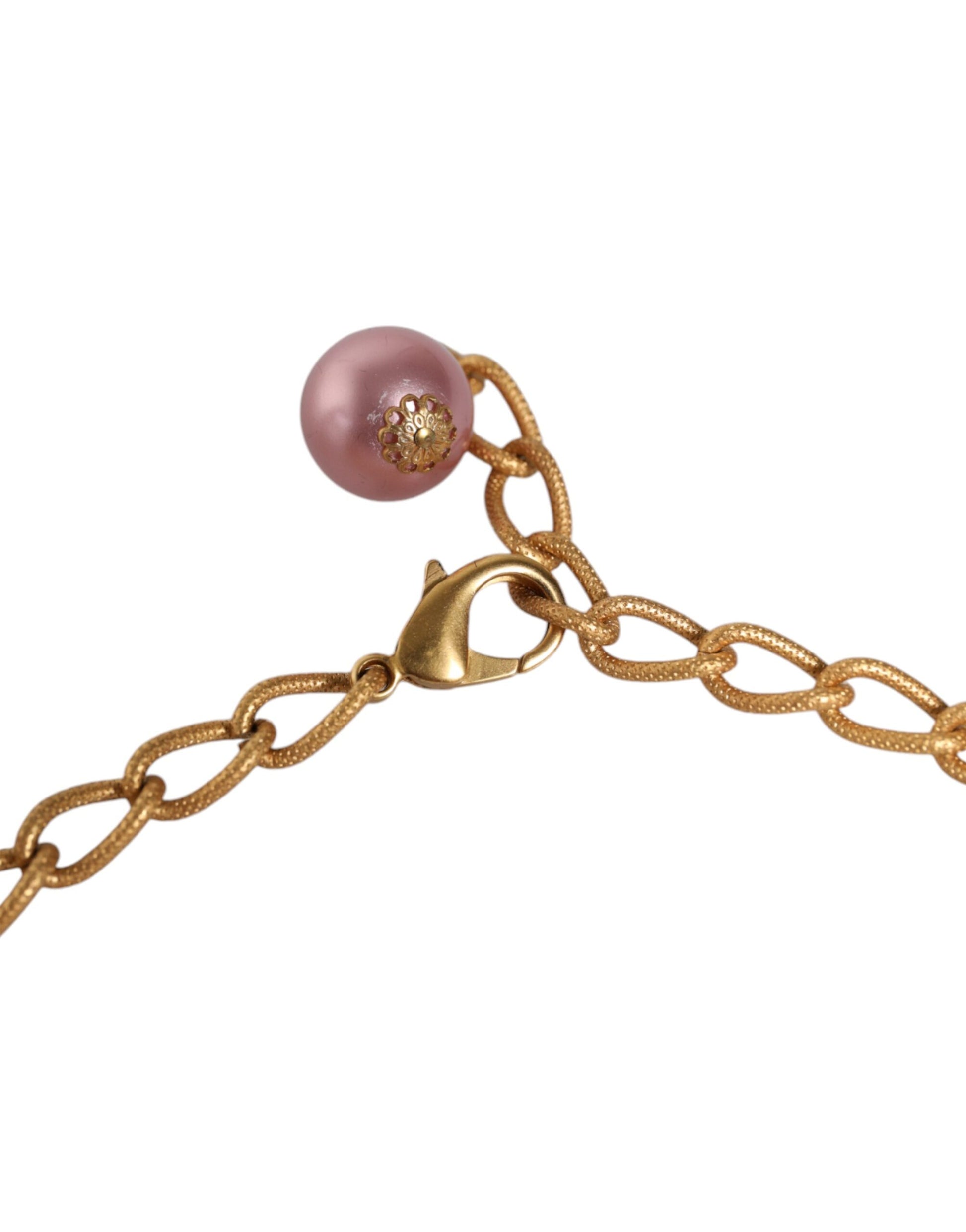 Collier Dolce &amp; Gabbana en or rose avec perles synthétiques et cristaux