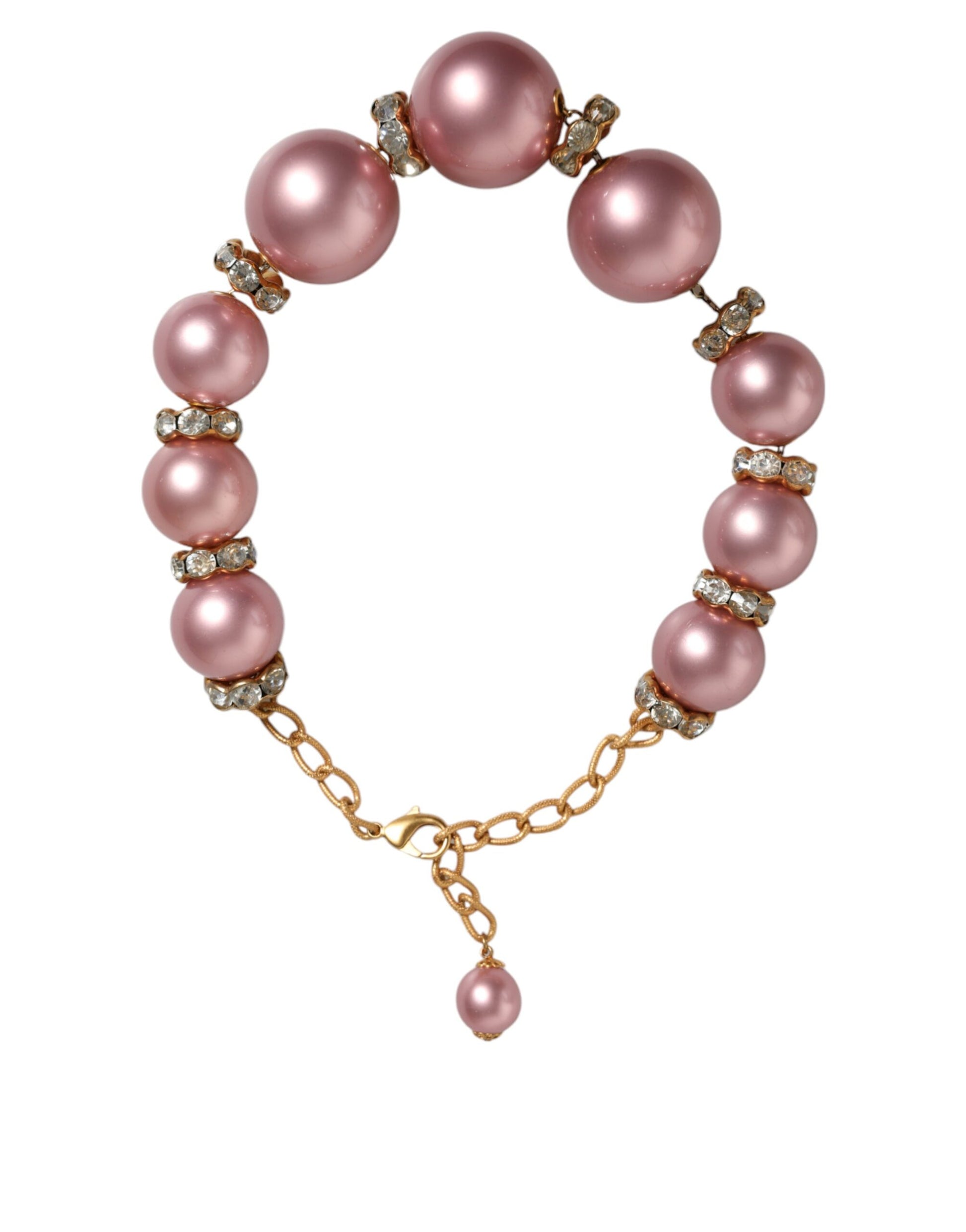 Collier Dolce &amp; Gabbana en or rose avec perles synthétiques et cristaux