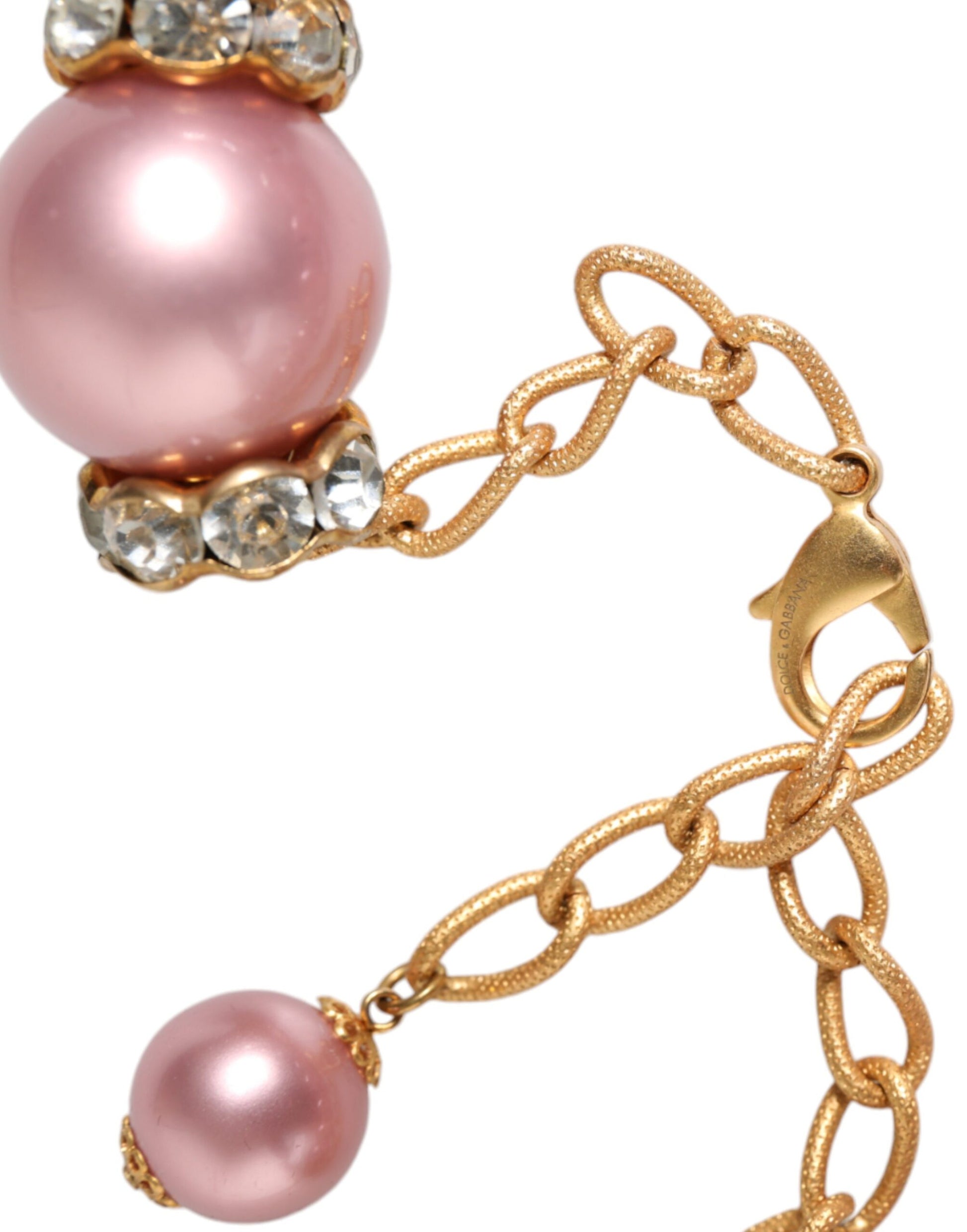 Collier Dolce &amp; Gabbana en or rose avec perles synthétiques et cristaux