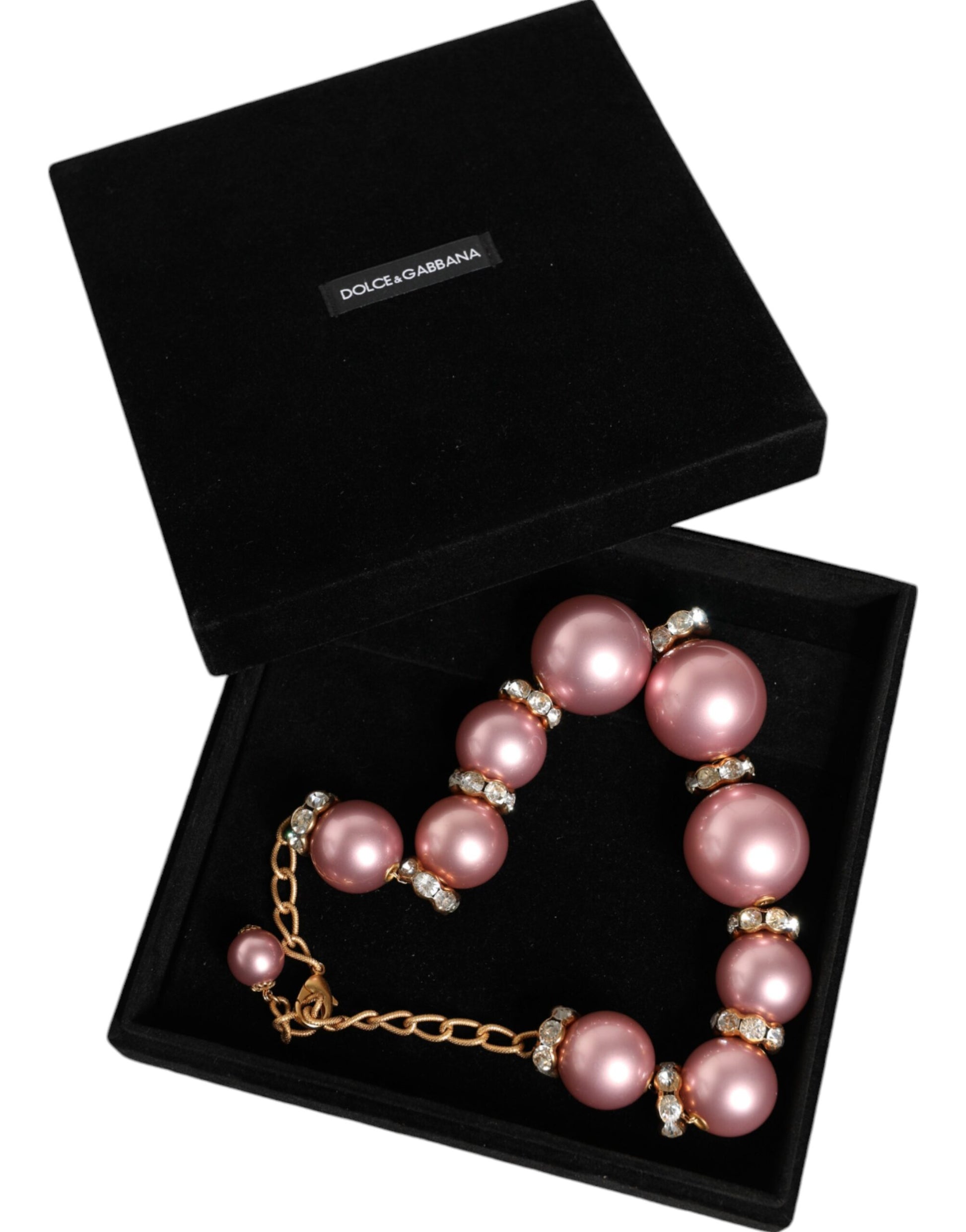 Collier Dolce &amp; Gabbana en or rose avec perles synthétiques et cristaux