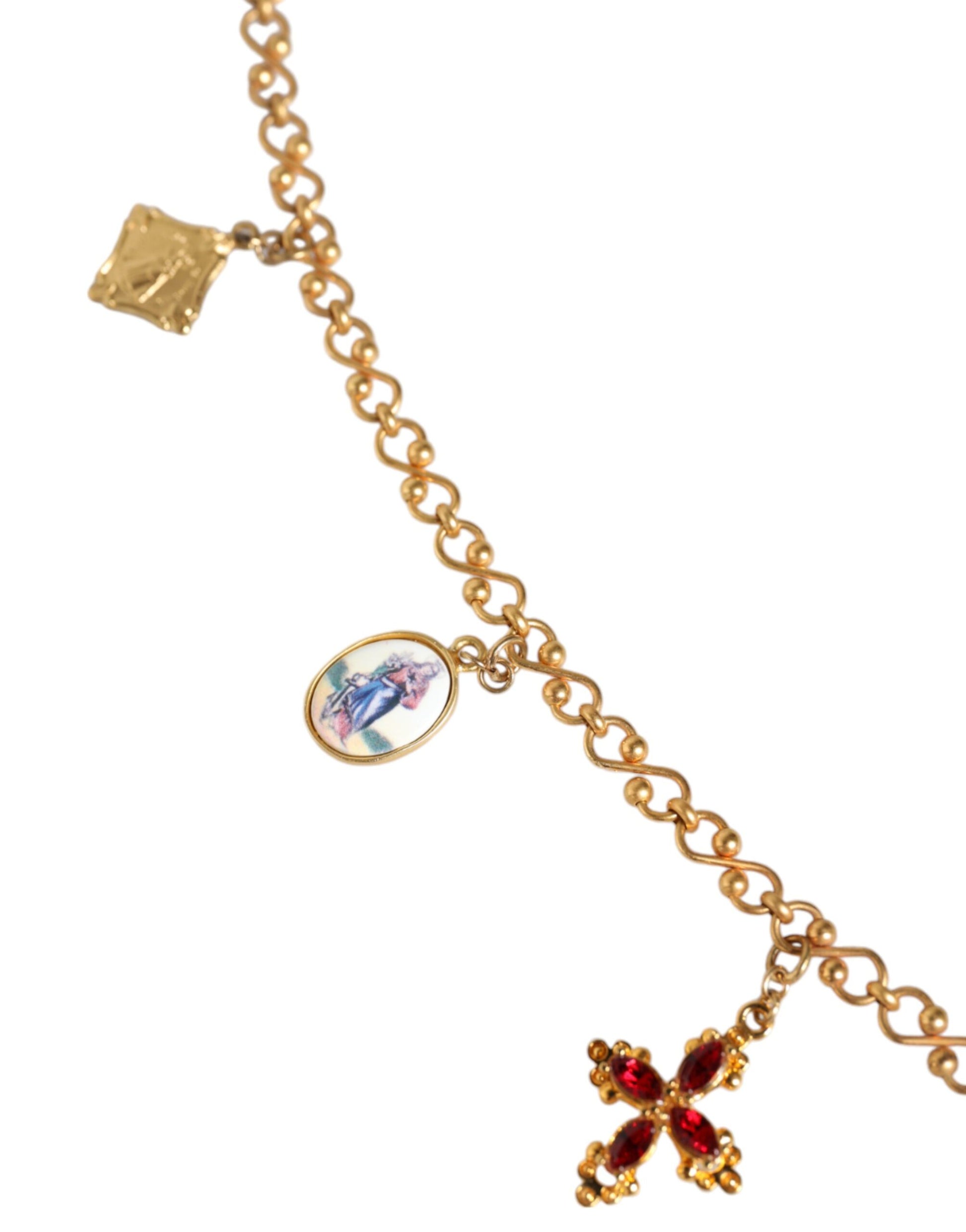 Collier Dolce &amp; Gabbana avec pendentif croix religieuse en laiton doré