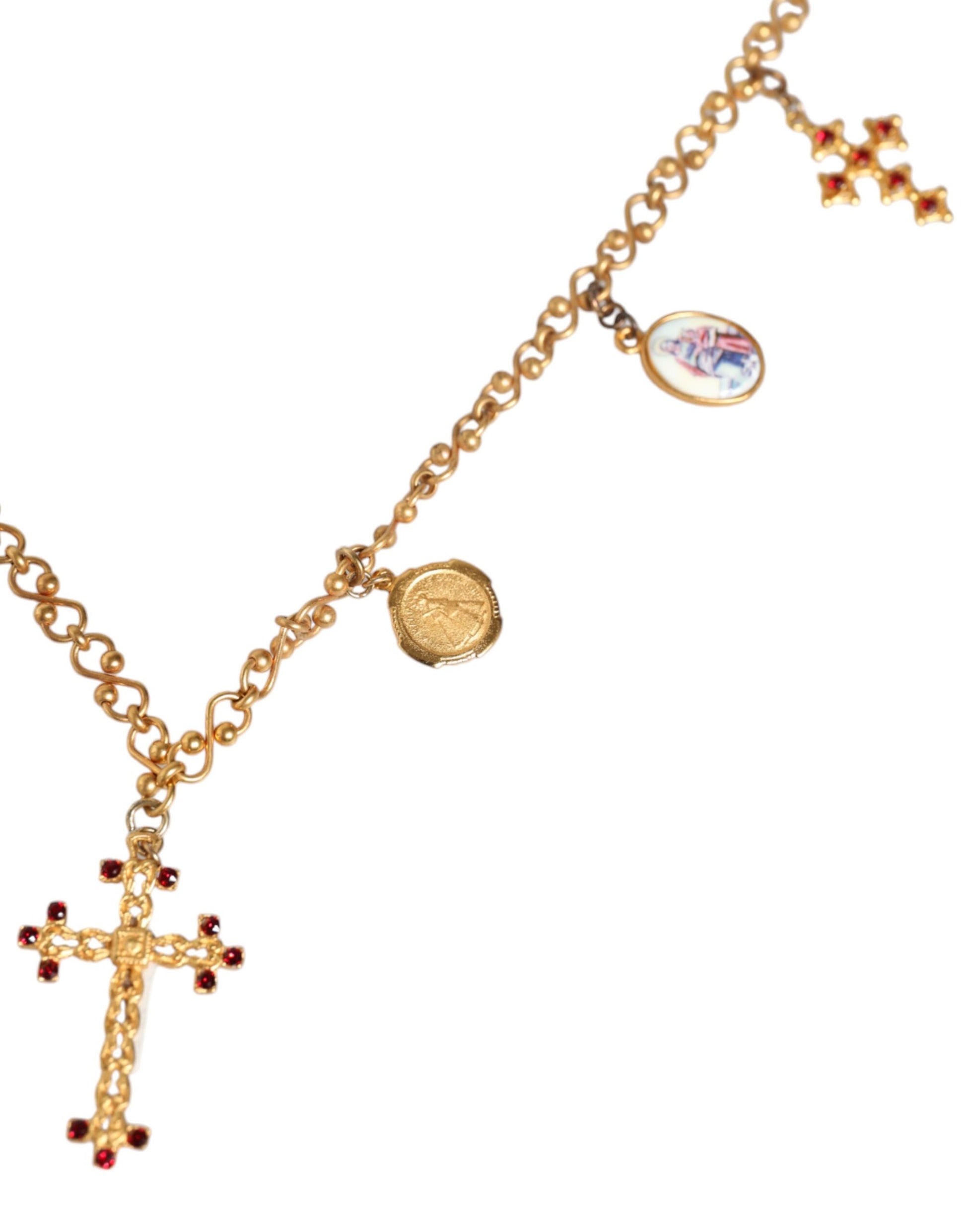 Collier Dolce &amp; Gabbana avec pendentif croix religieuse en laiton doré