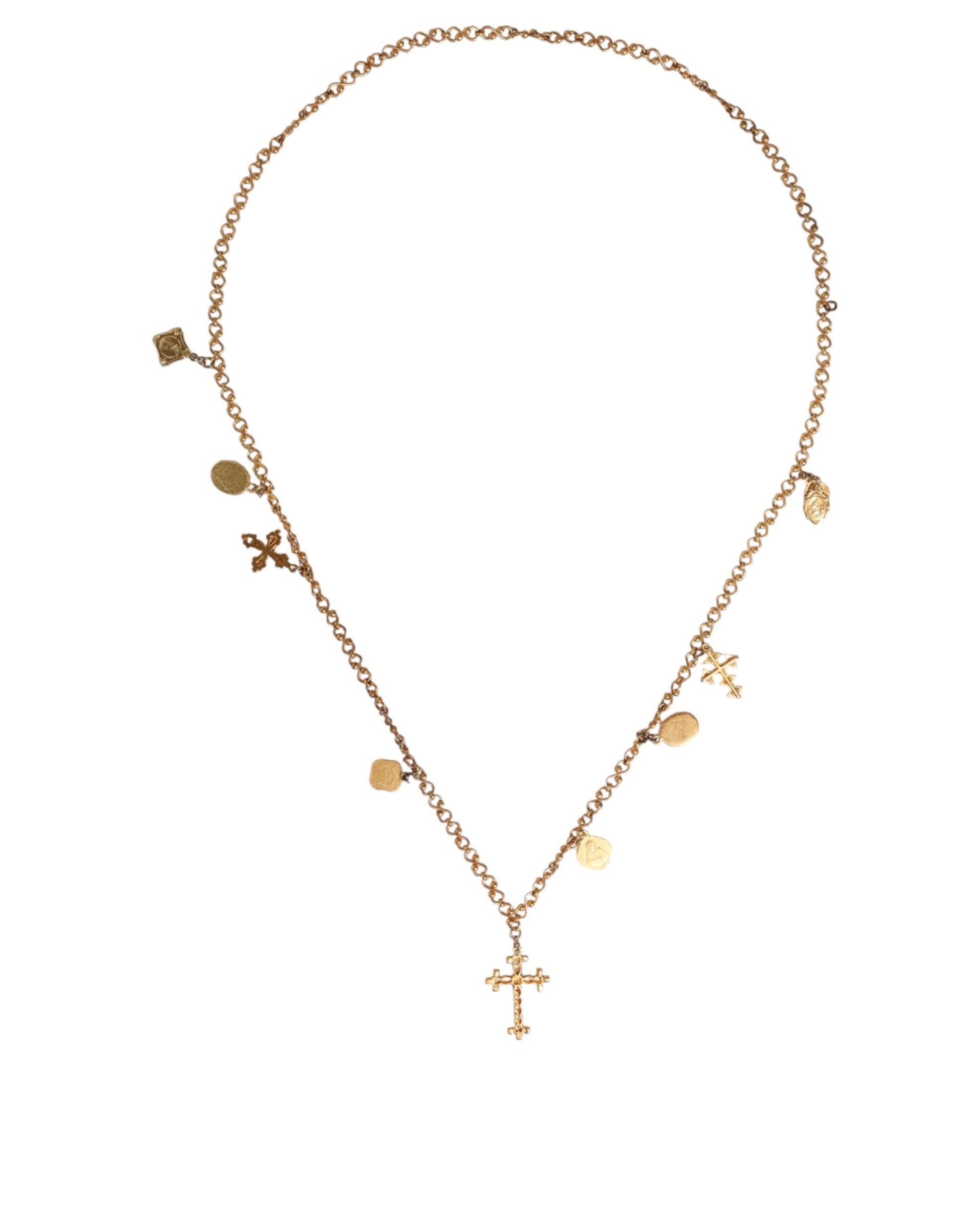 Collier Dolce &amp; Gabbana avec pendentif croix religieuse en laiton doré