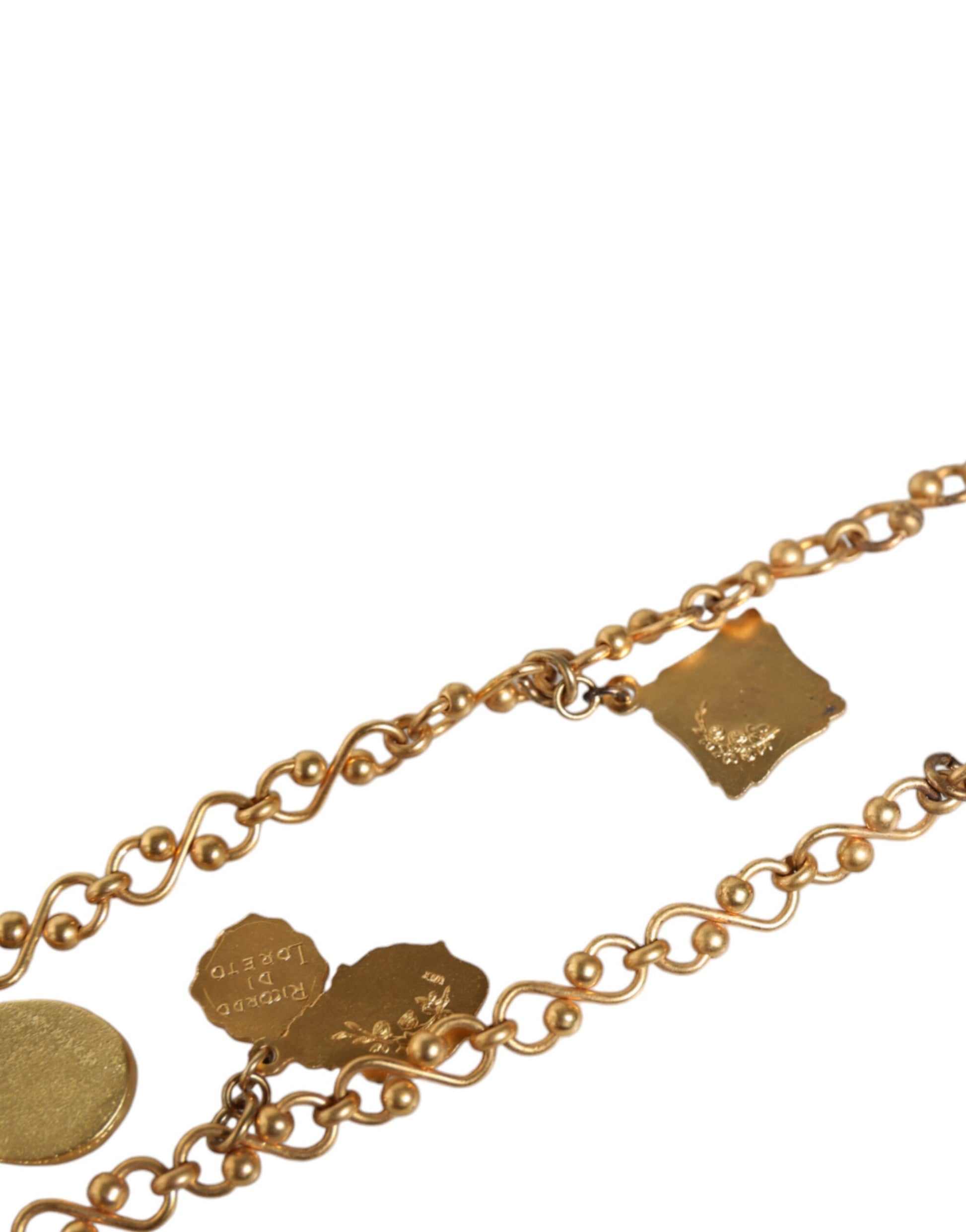 Collier Dolce &amp; Gabbana avec pendentif croix religieuse en laiton doré