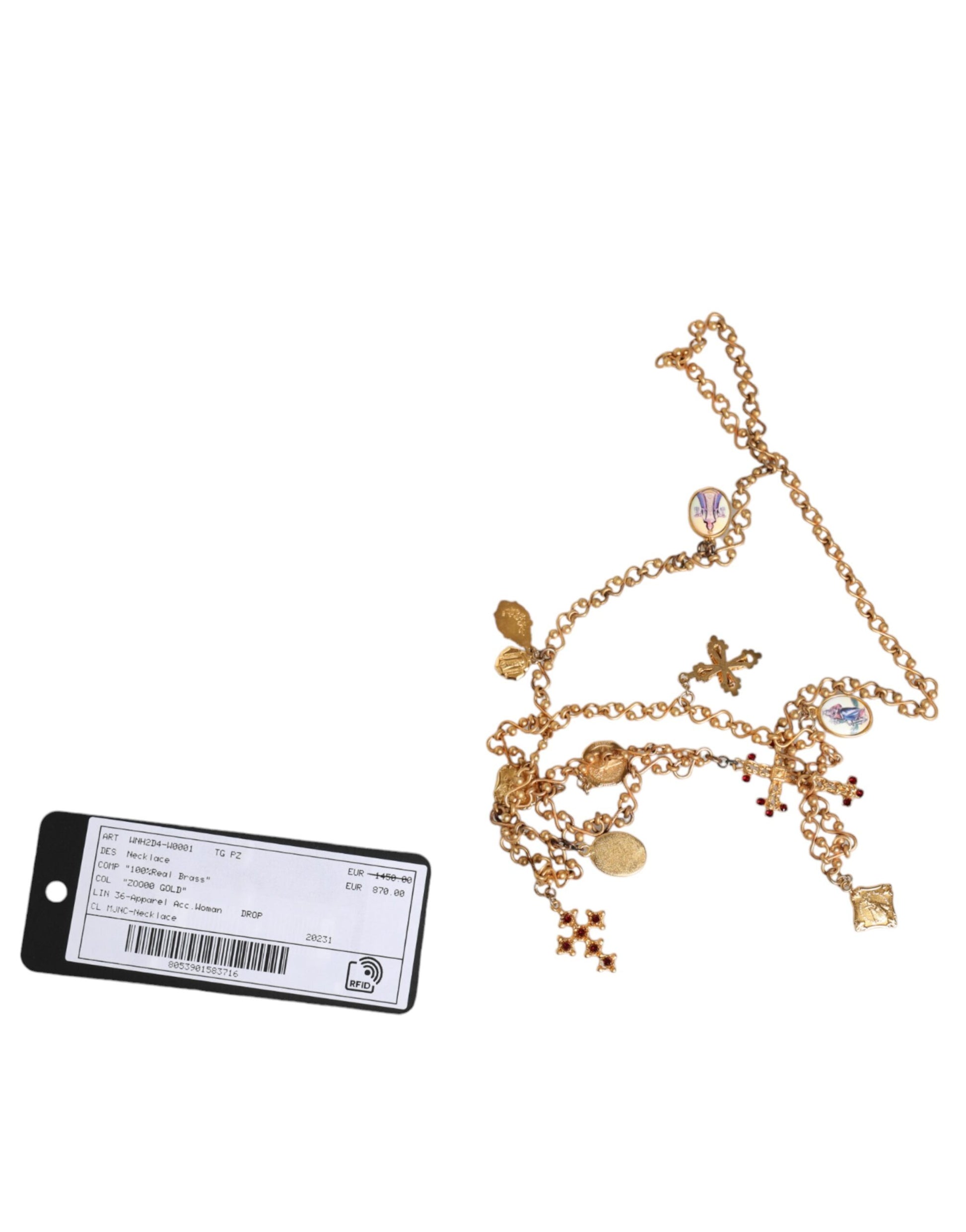Collier Dolce &amp; Gabbana avec pendentif croix religieuse en laiton doré