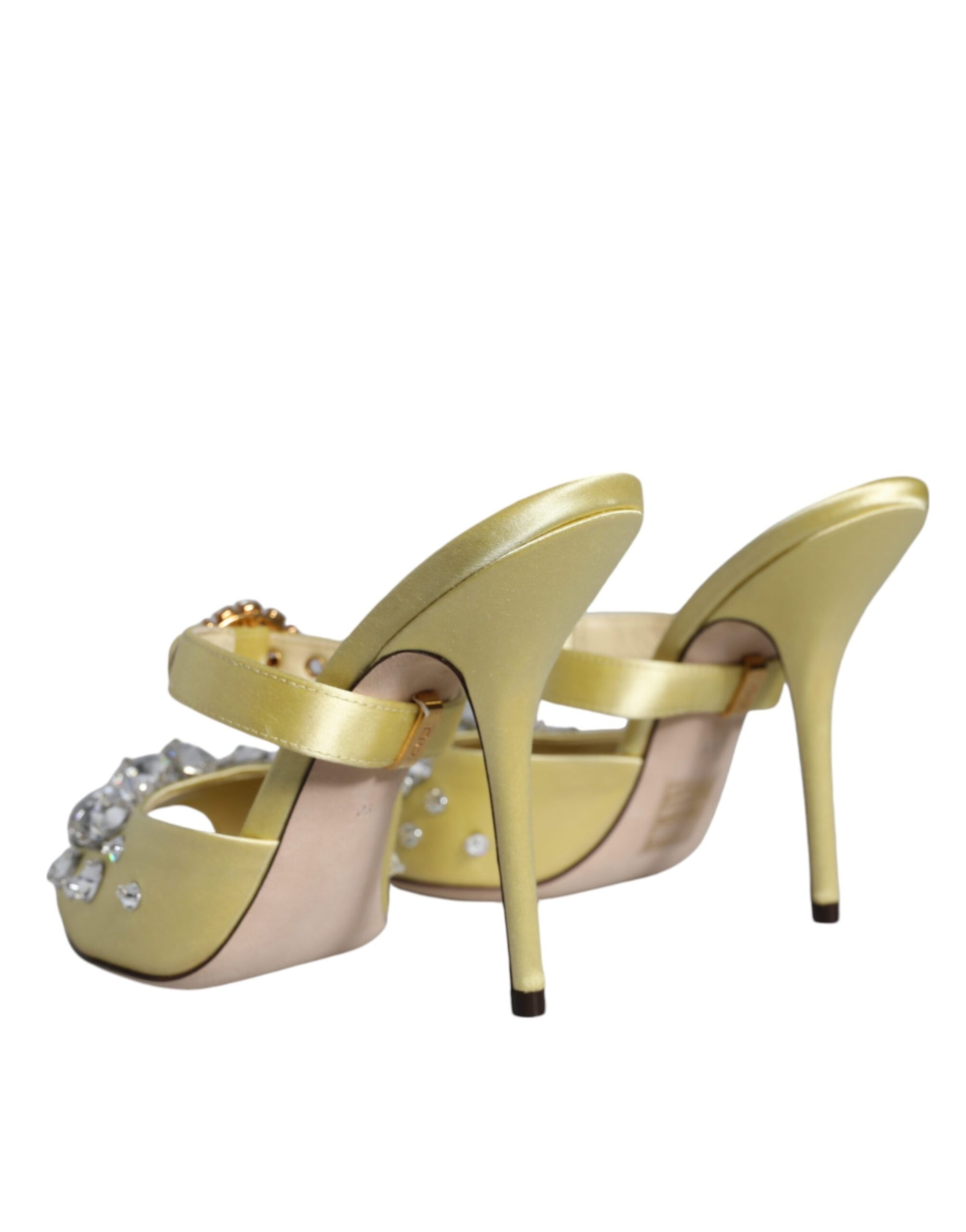 Sandales Dolce &amp; Gabbana Mary Janes jaunes en satin et cristaux
