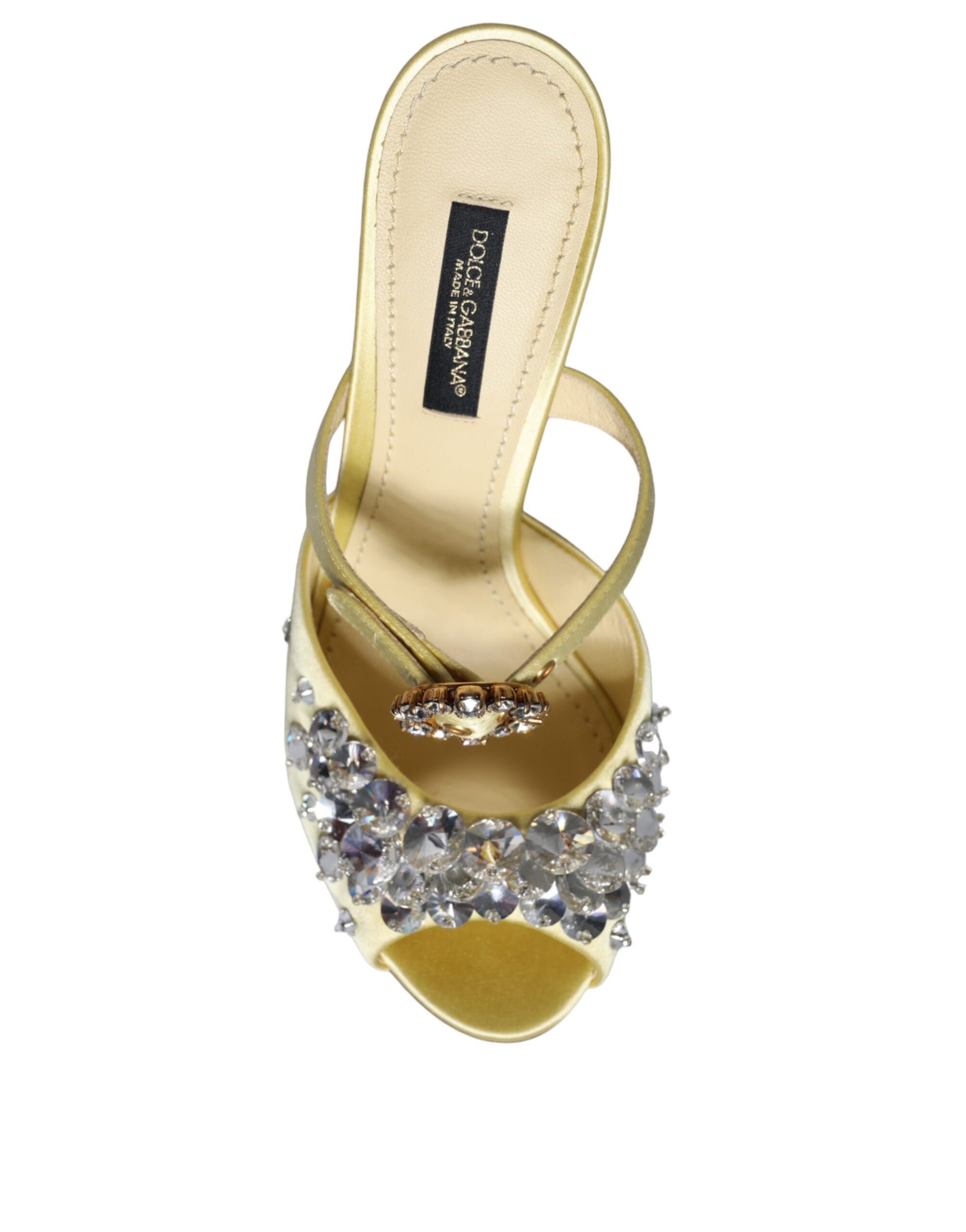 Sandales Dolce &amp; Gabbana Mary Janes jaunes en satin et cristaux