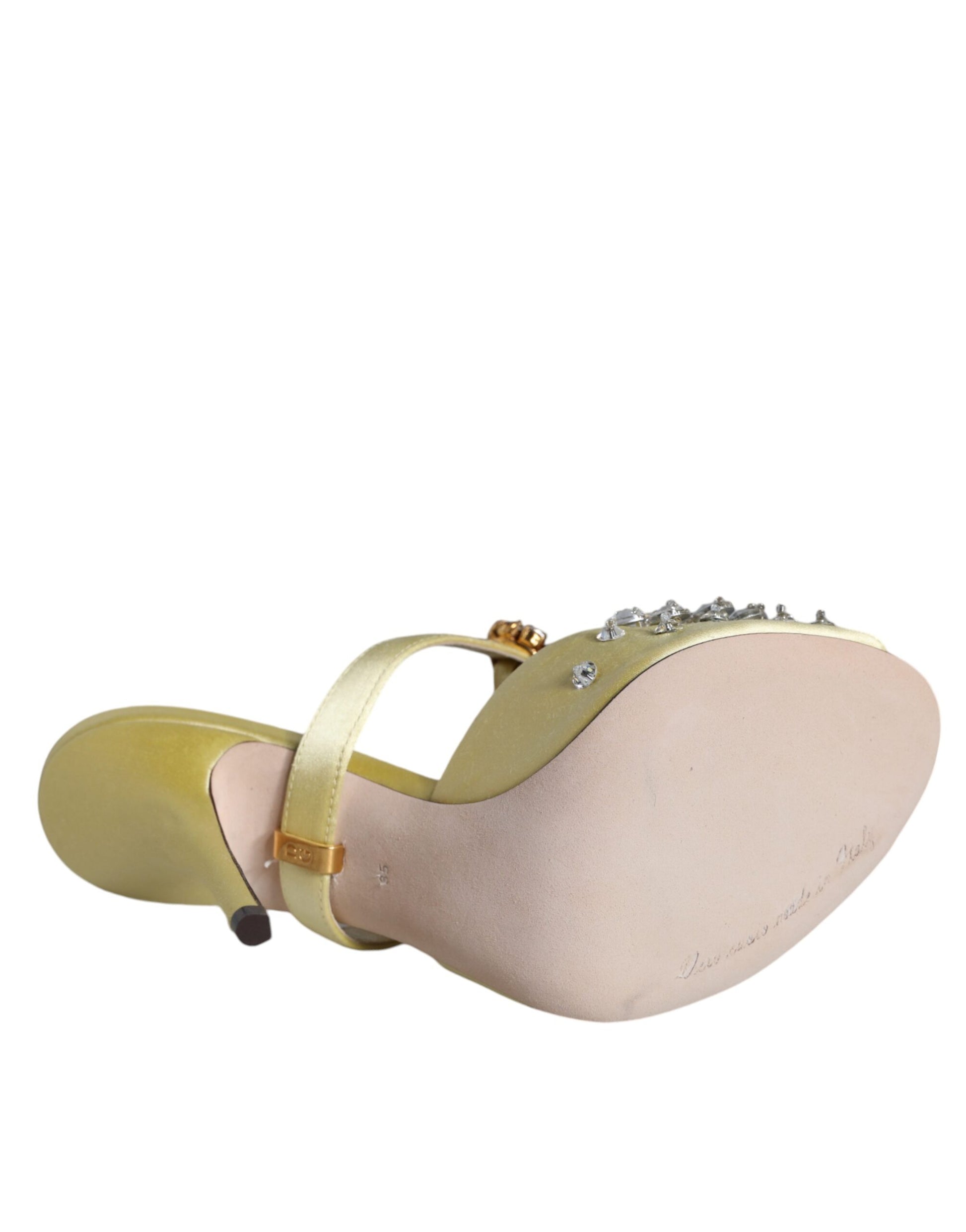 Sandales Dolce &amp; Gabbana Mary Janes jaunes en satin et cristaux