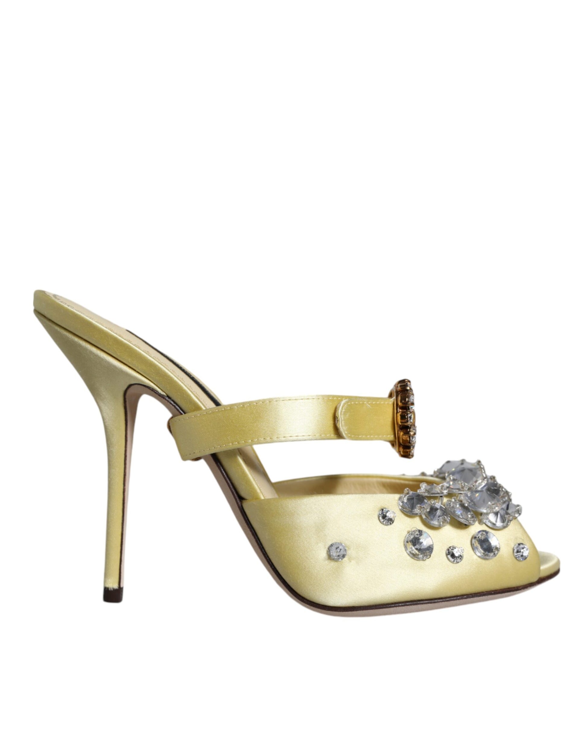 Sandales Dolce &amp; Gabbana Mary Janes jaunes en satin et cristaux