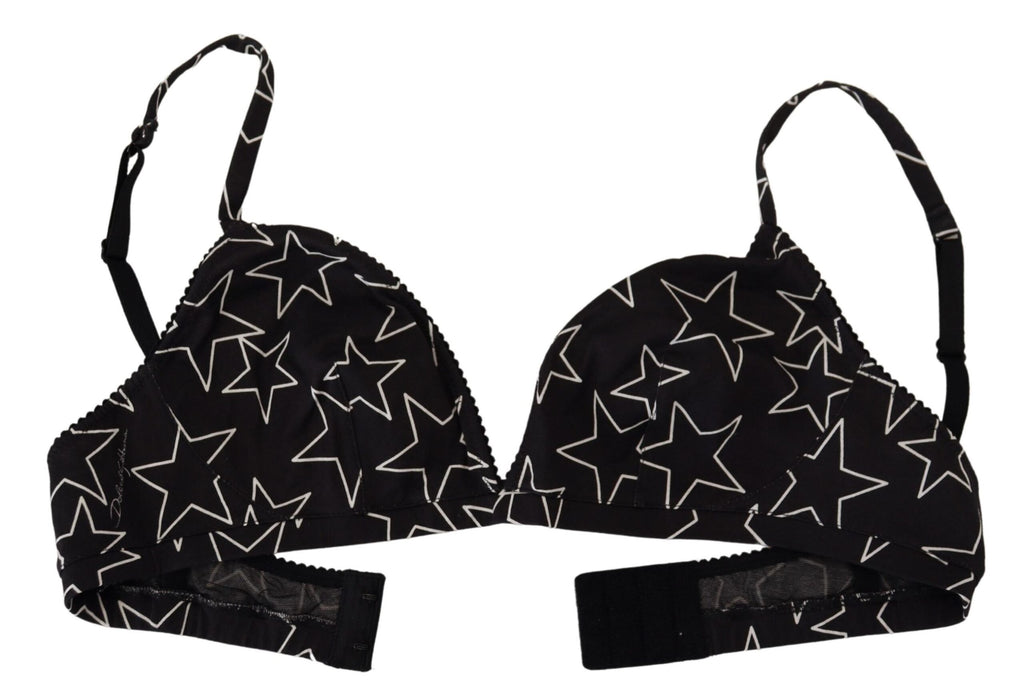Soutien-gorge sans armatures en coton noir Dolce &amp; Gabbana Millennials Star
