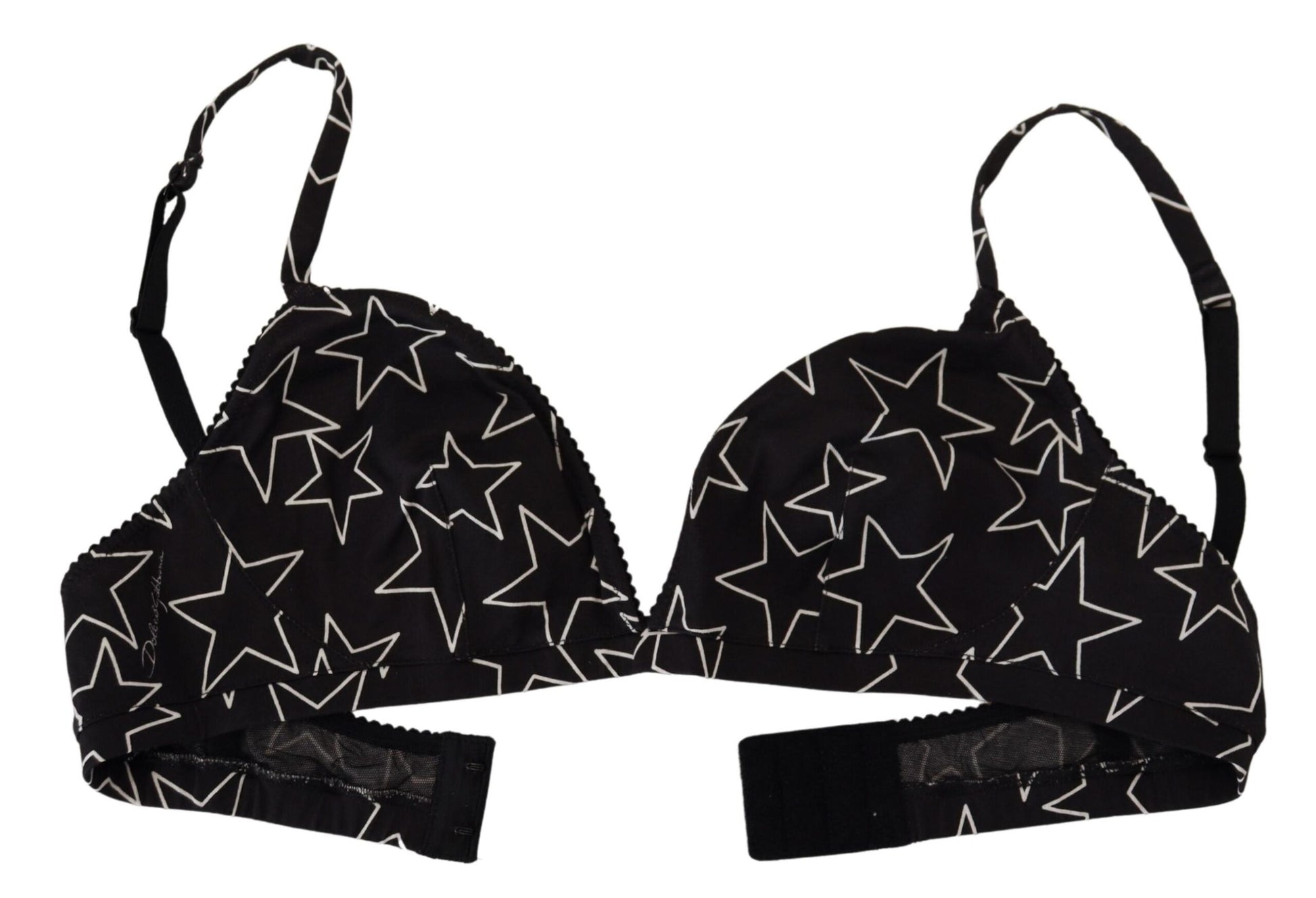 Soutien-gorge sans armatures en coton noir Dolce &amp; Gabbana Millennials Star