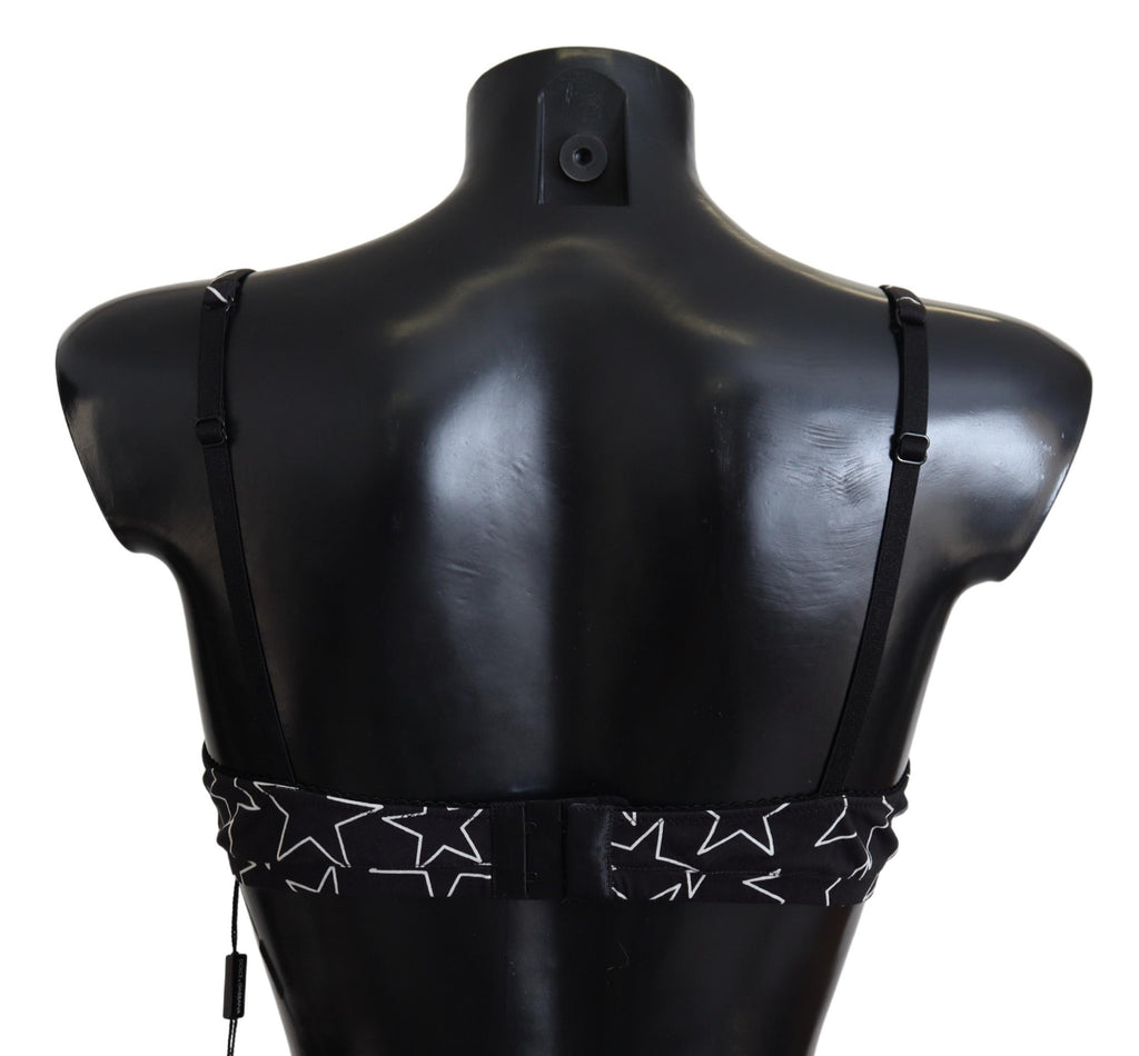 Soutien-gorge sans armatures en coton noir Dolce &amp; Gabbana Millennials Star