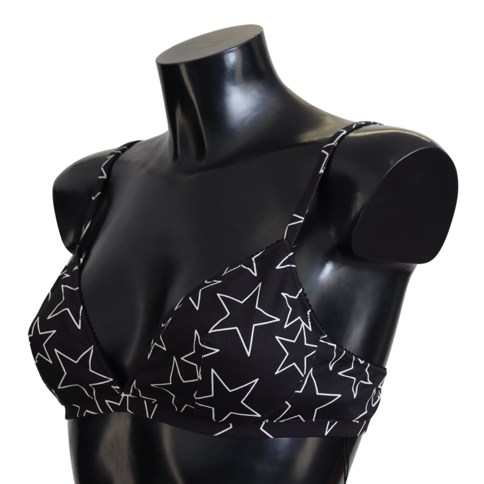Soutien-gorge sans armatures en coton noir Dolce &amp; Gabbana Millennials Star