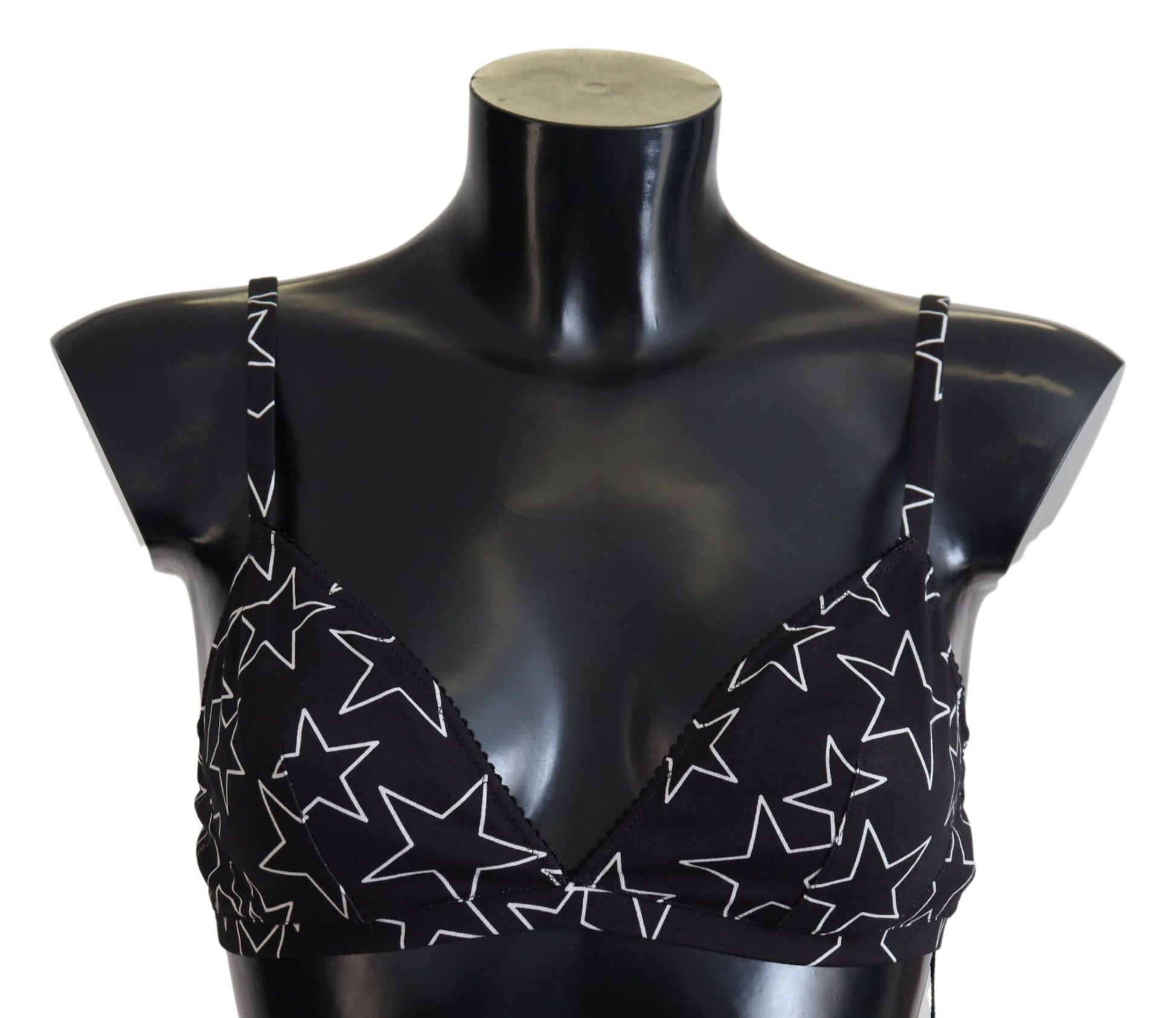 Soutien-gorge sans armatures en coton noir Dolce &amp; Gabbana Millennials Star
