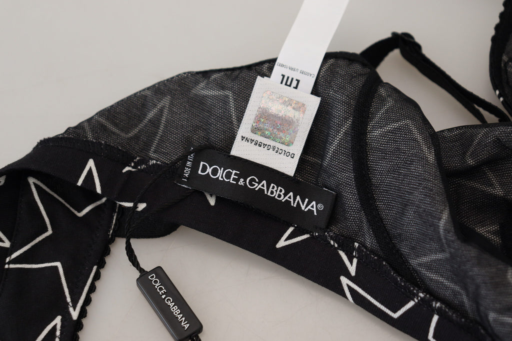 Soutien-gorge sans armatures en coton noir Dolce &amp; Gabbana Millennials Star