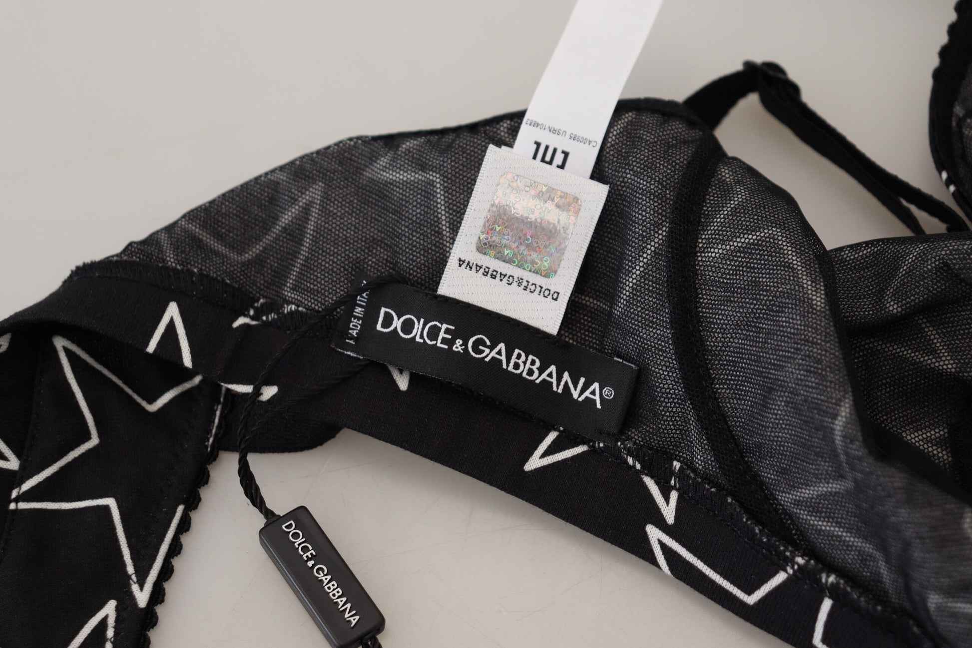 Soutien-gorge sans armatures en coton noir Dolce &amp; Gabbana Millennials Star
