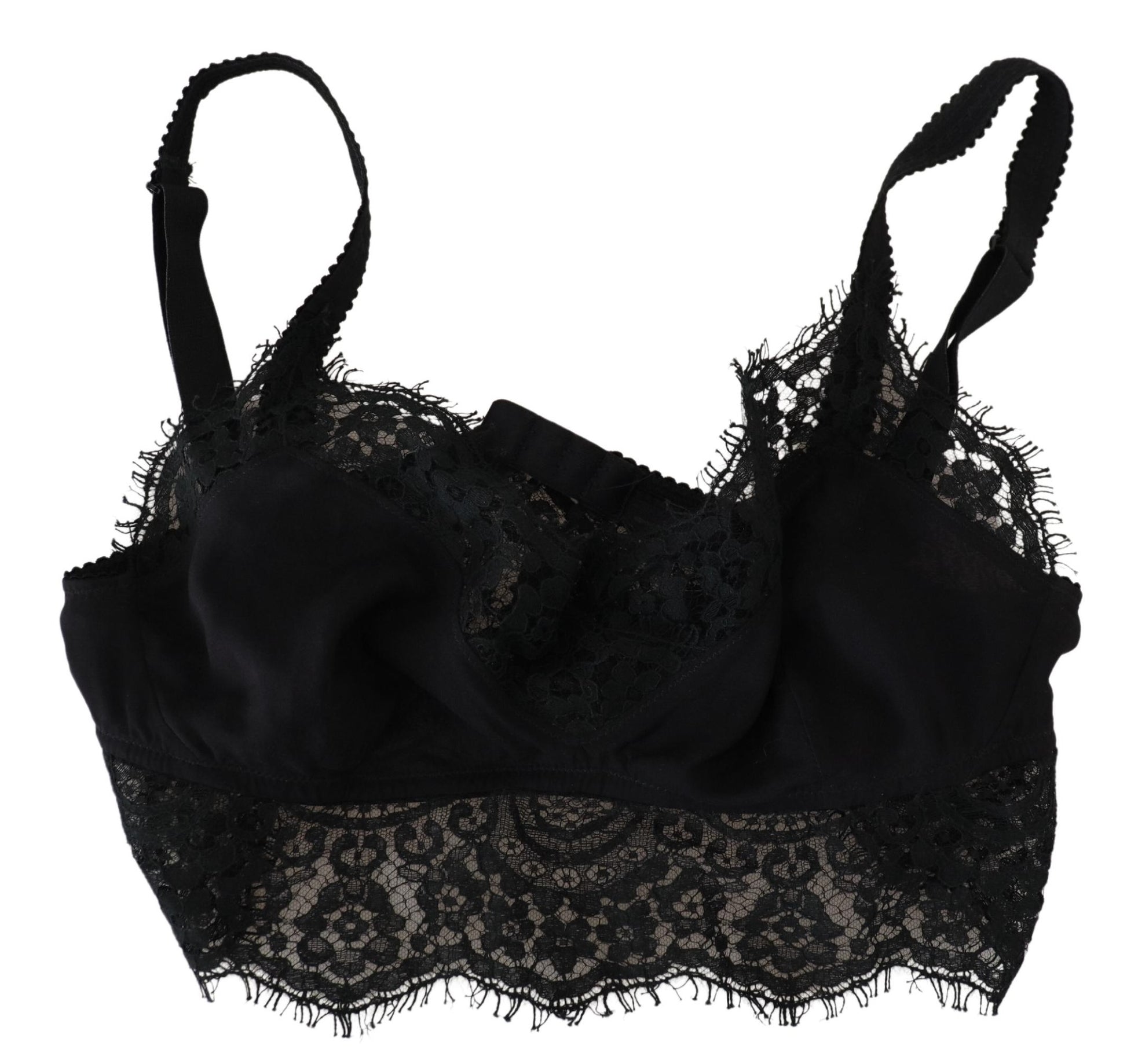 Sous-vêtements bralette extensible en dentelle florale noire Dolce &amp; Gabbana