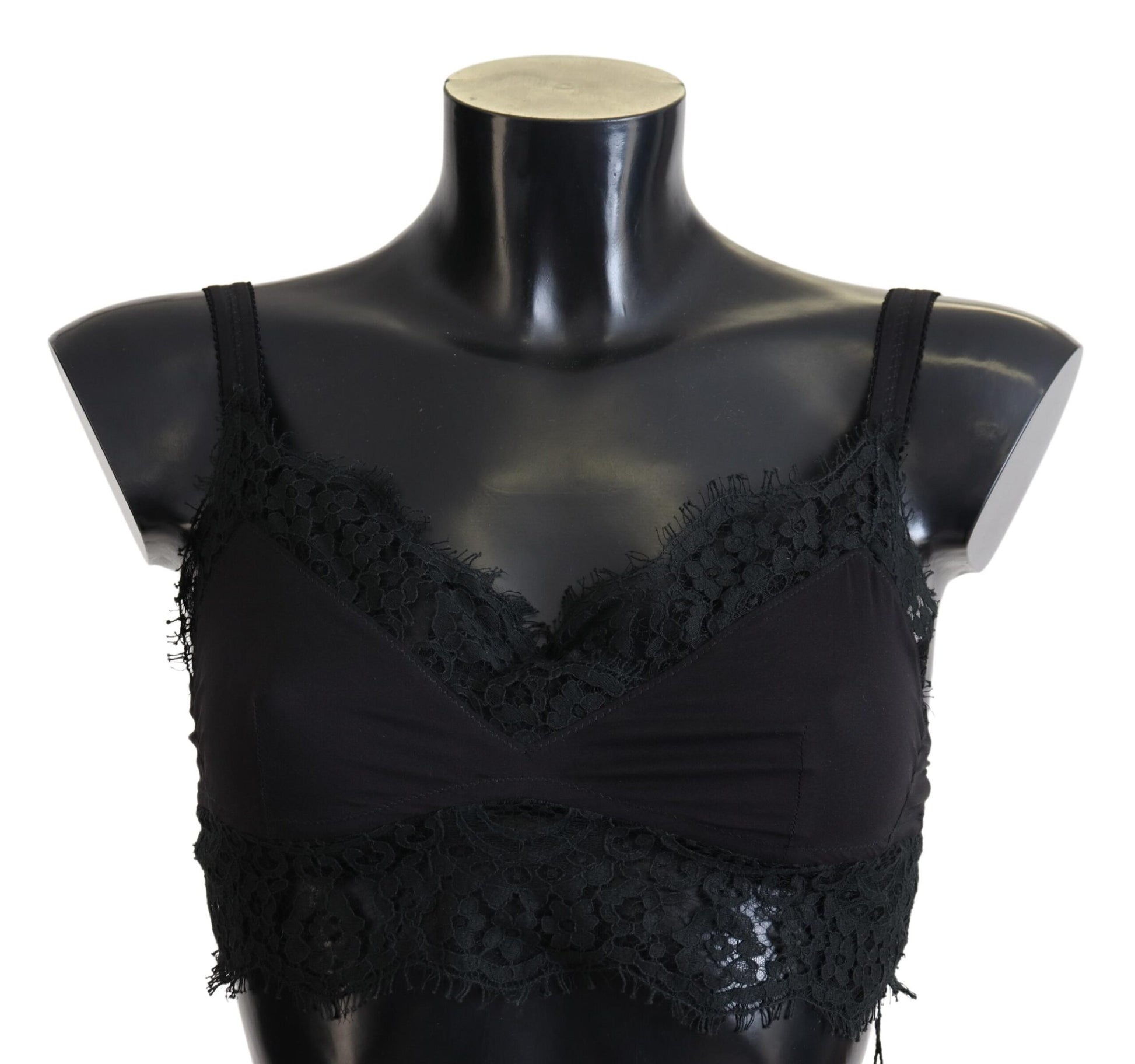 Sous-vêtements bralette extensible en dentelle florale noire Dolce &amp; Gabbana