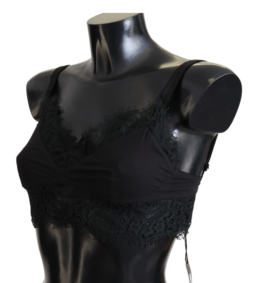 Sous-vêtements bralette extensible en dentelle florale noire Dolce &amp; Gabbana