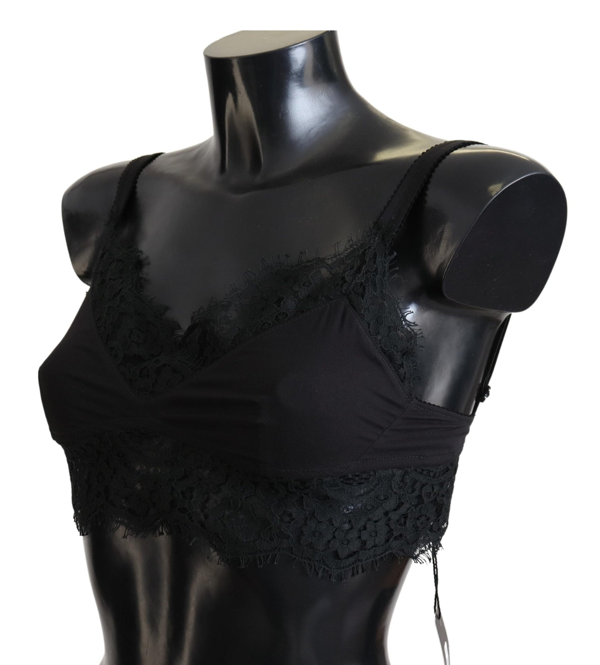 Sous-vêtements bralette extensible en dentelle florale noire Dolce &amp; Gabbana