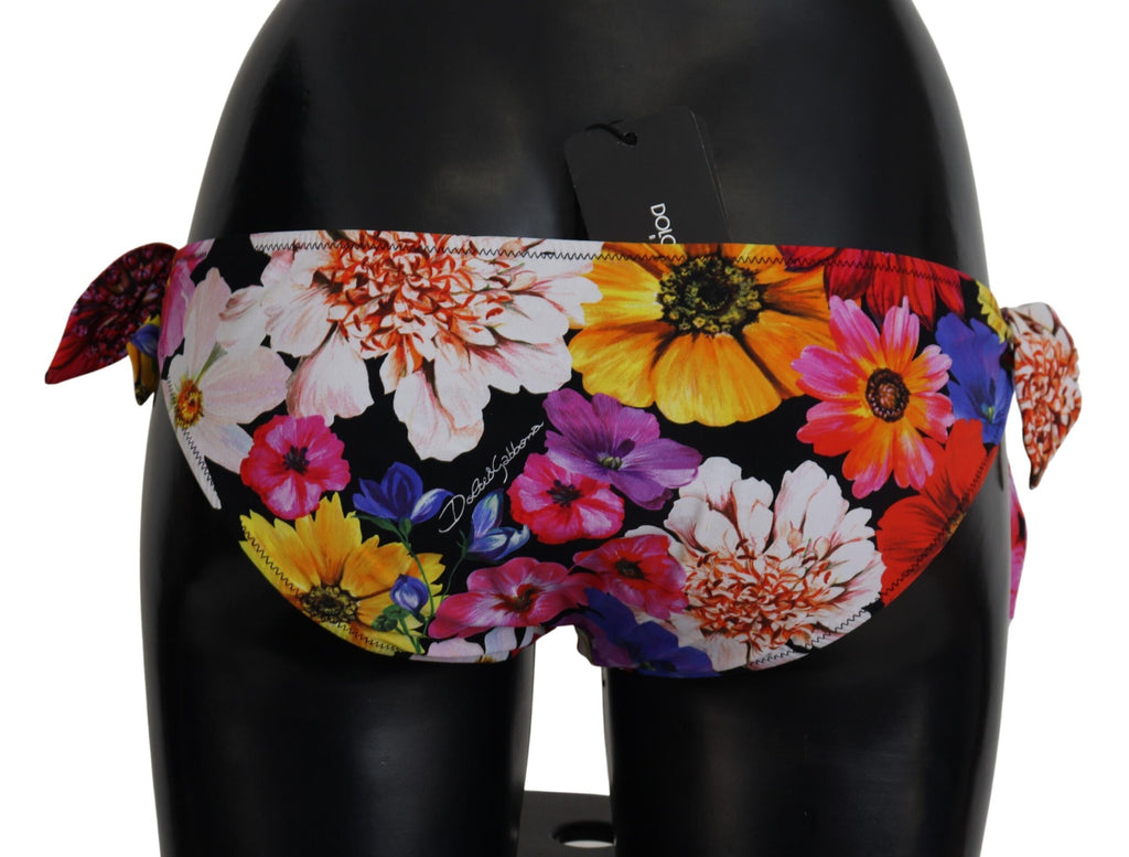 Bas de bikini noir à imprimé floral Dolce &amp; Gabbana