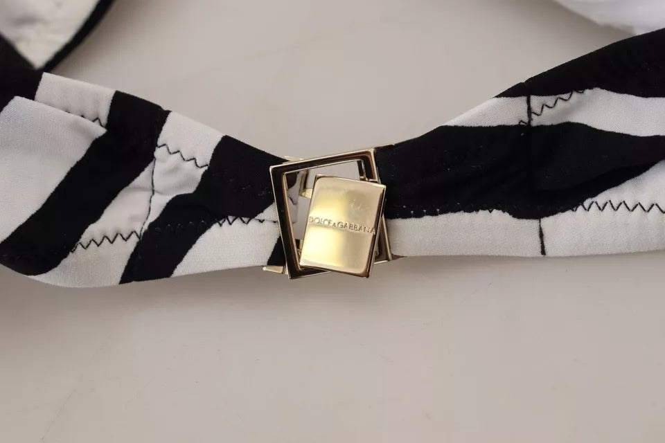 Haut de bikini bandeau Dolce &amp; Gabbana à imprimé zèbre noir et blanc