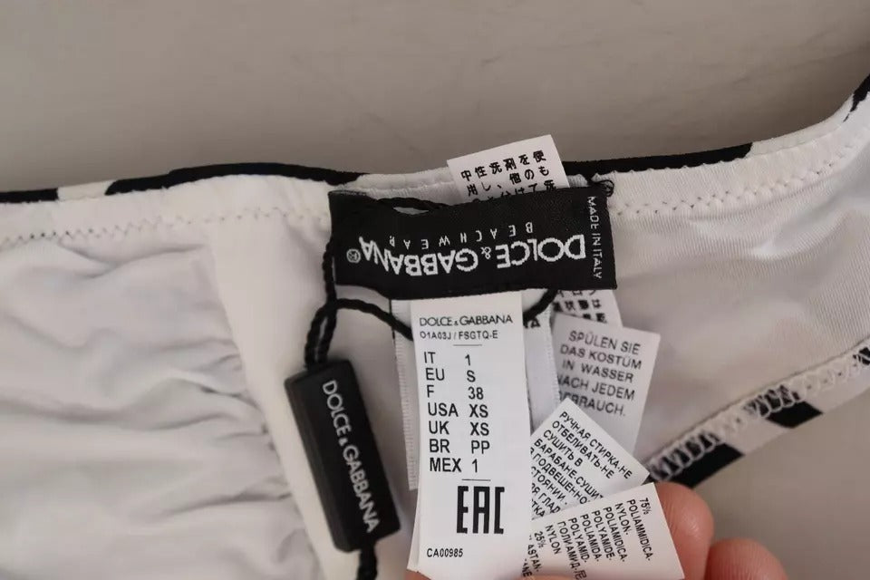 Haut de bikini bandeau Dolce &amp; Gabbana à imprimé zèbre noir et blanc