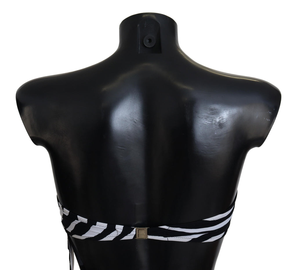 Haut de bikini bandeau Dolce &amp; Gabbana à imprimé zèbre noir et blanc