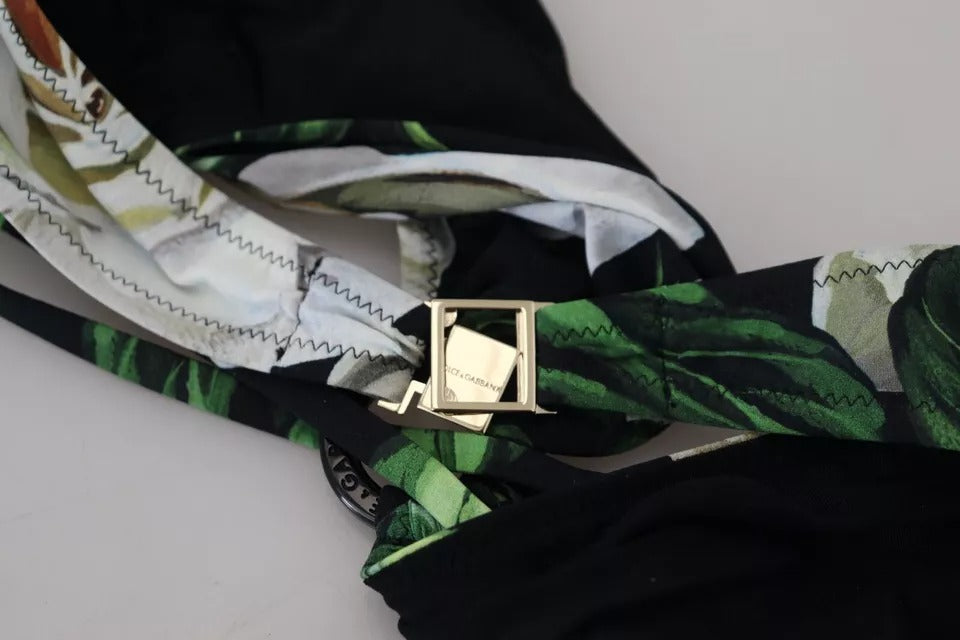 Haut de bikini dos nu à fleurs noires Dolce &amp; Gabbana